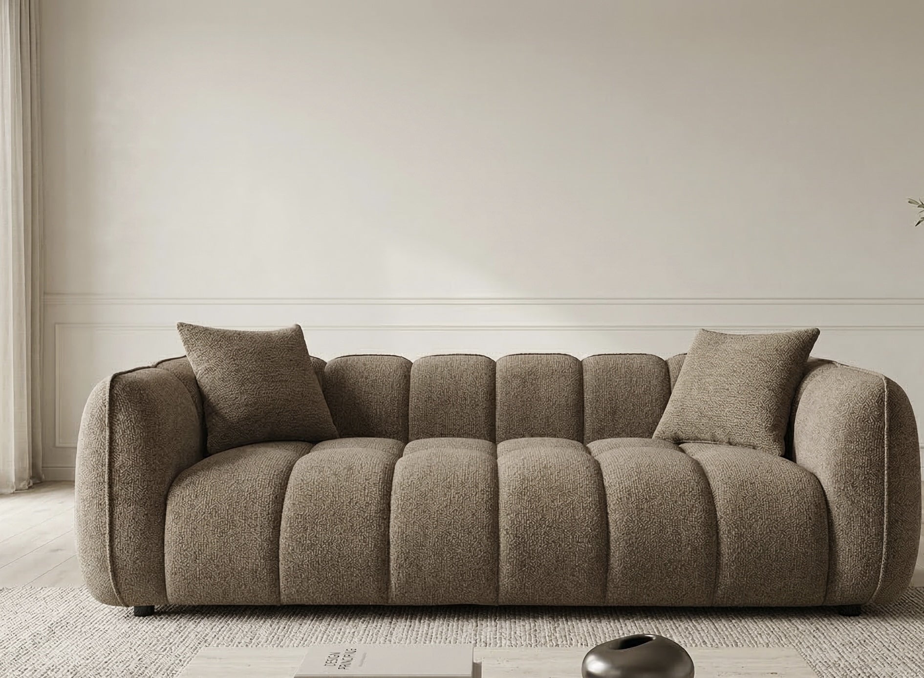 229cm Vienna 3 Seat Sofa - Mocha Fleck