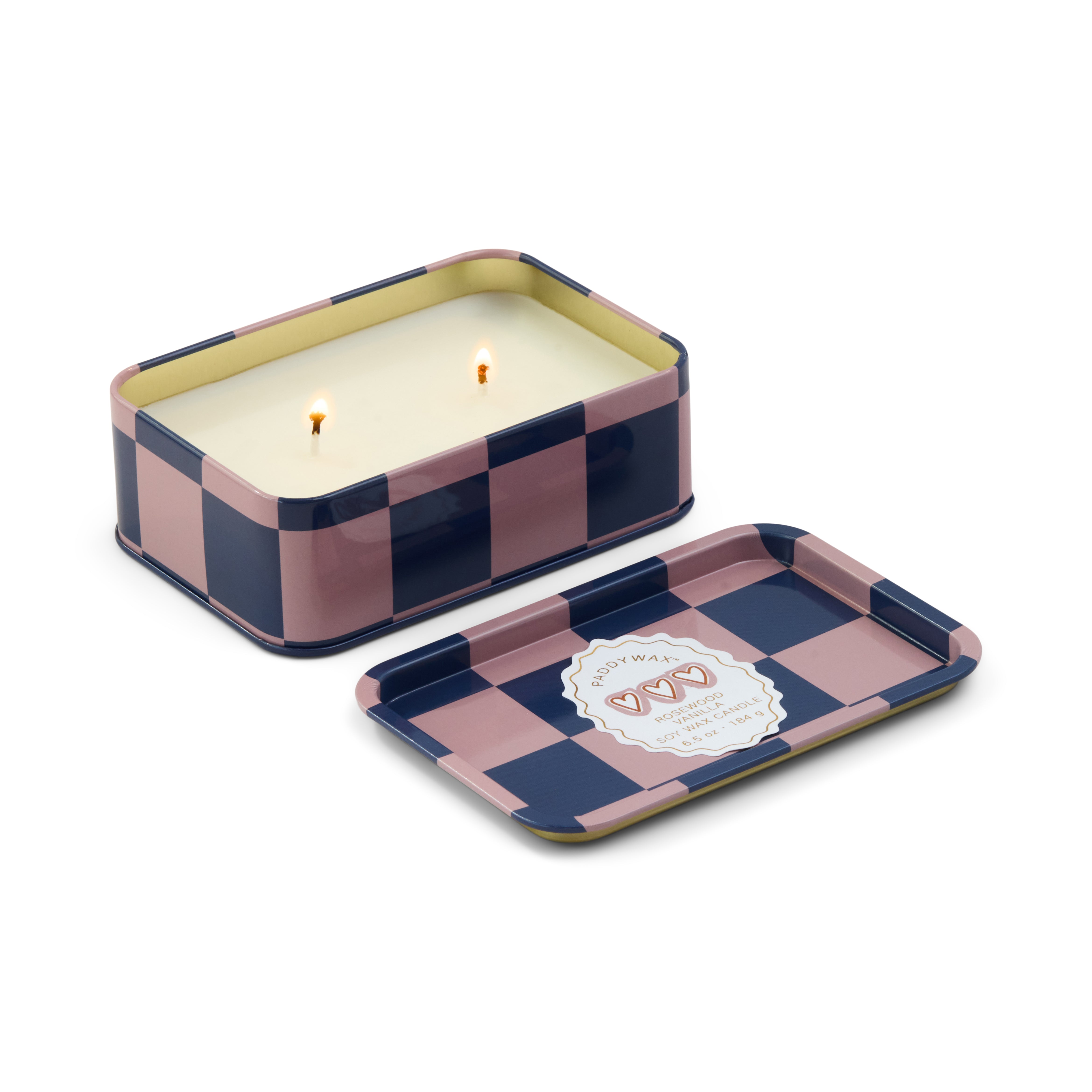 A Dopo 184g Printed Tin - Hearts - Rosewood Vanilla-Candles & Fragrances-Paddywax-The Bay Room