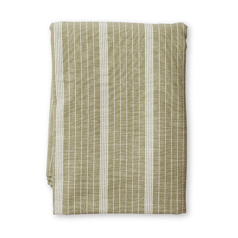 Abel Green Stripe Tablecloth 150x300cm-Soft Furnishings-Madras Link-The Bay Room