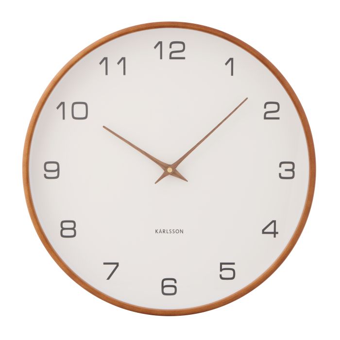 Acento Wall Clock 40cm White & Walnut-Wall Decor-Karlsson-The Bay Room