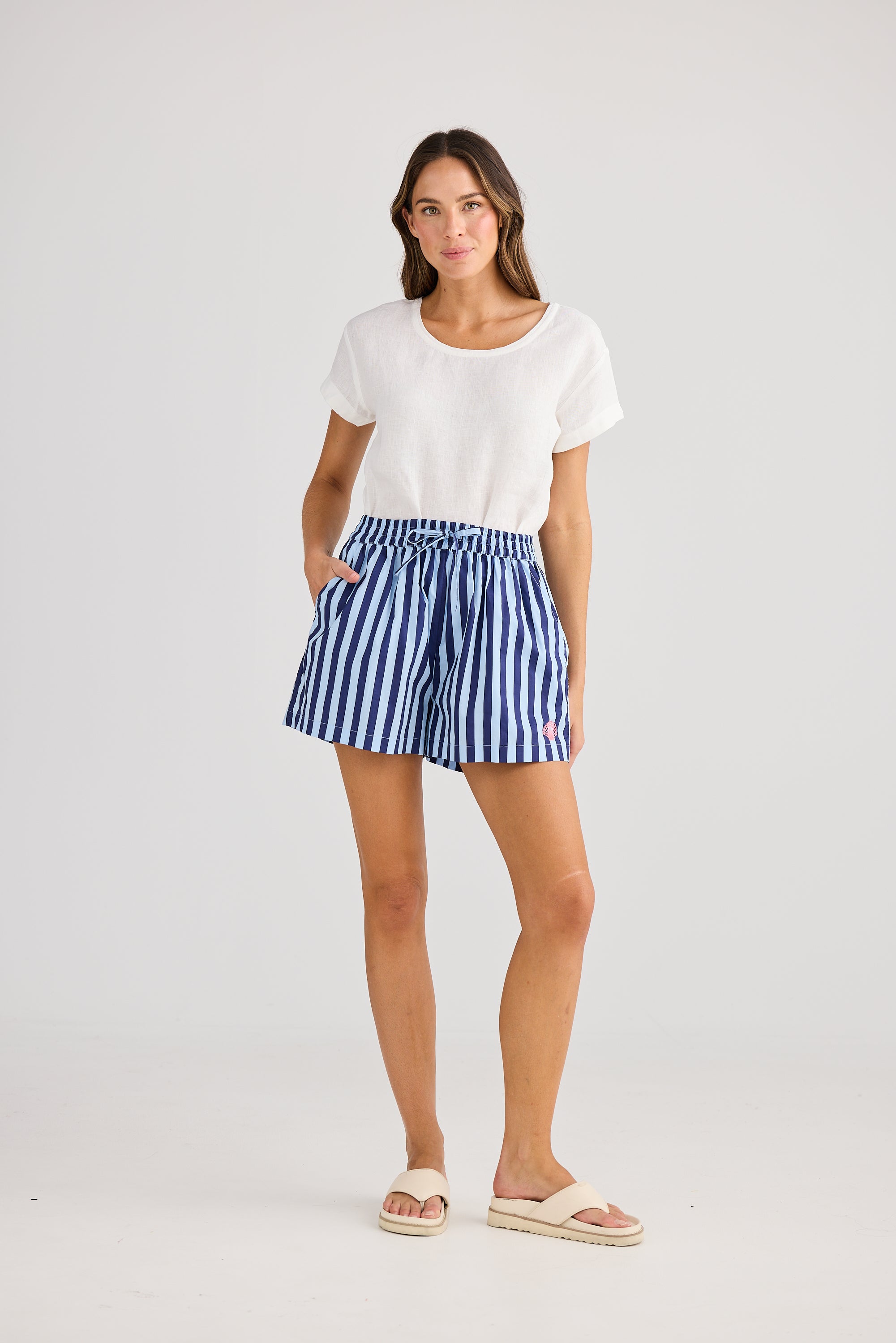 Adrift Short - Blue Stripe-Shorts-Holiday-The Bay Room