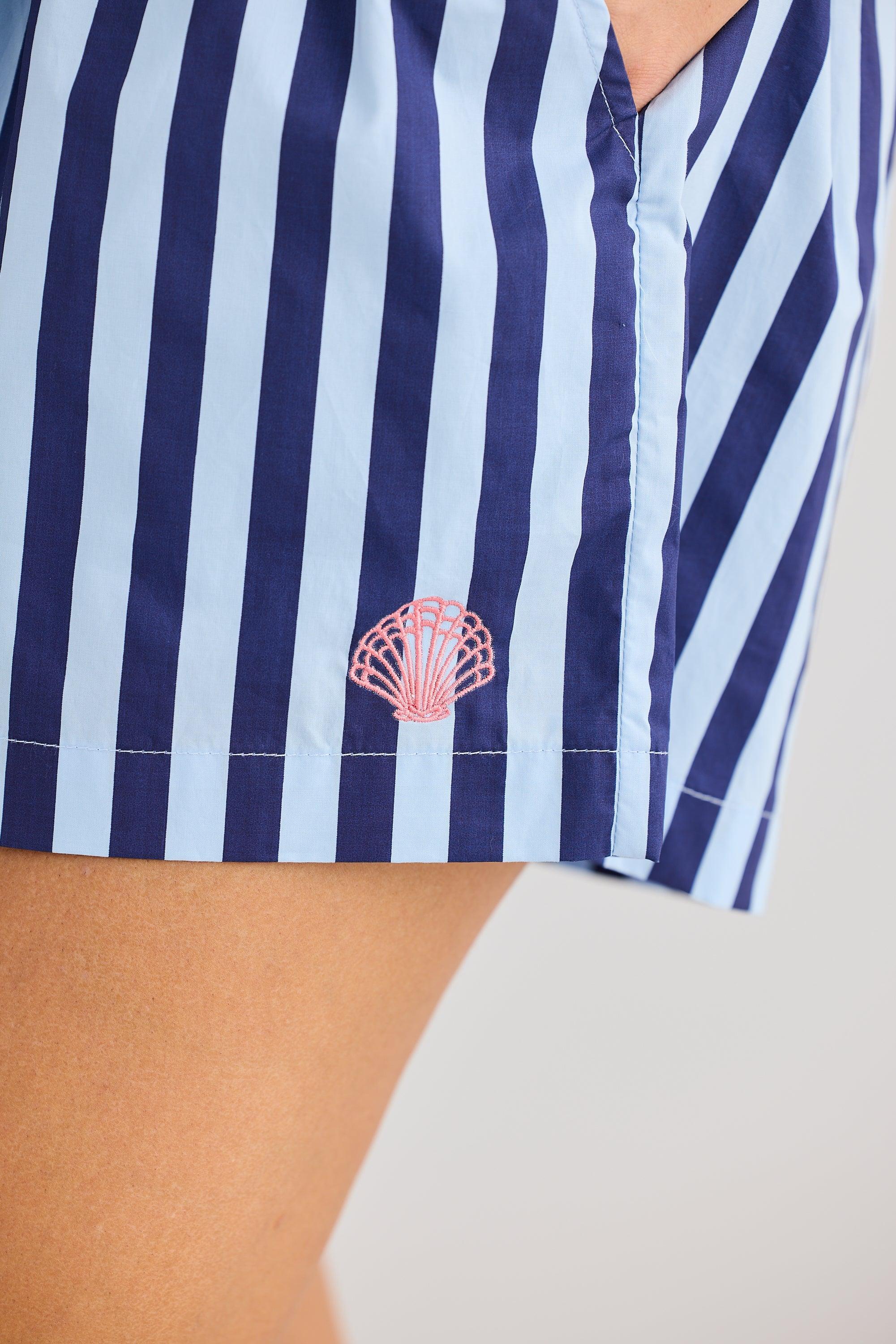Adrift Short - Blue Stripe-Shorts-Holiday-The Bay Room