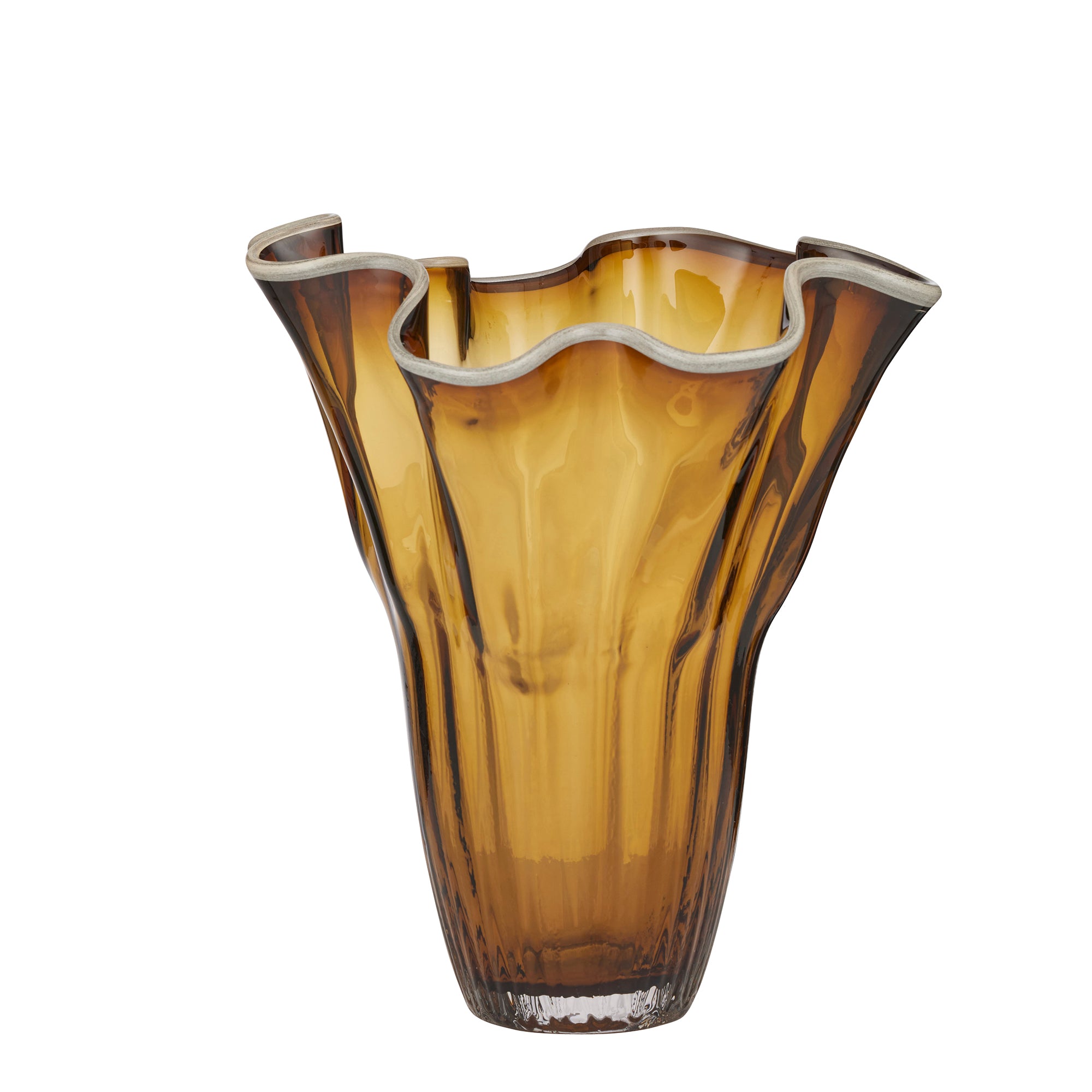 Agnes Glass Vase 26x29cm Amber/Ivory-Pots, Planters & Vases-Coast To Coast Home-The Bay Room