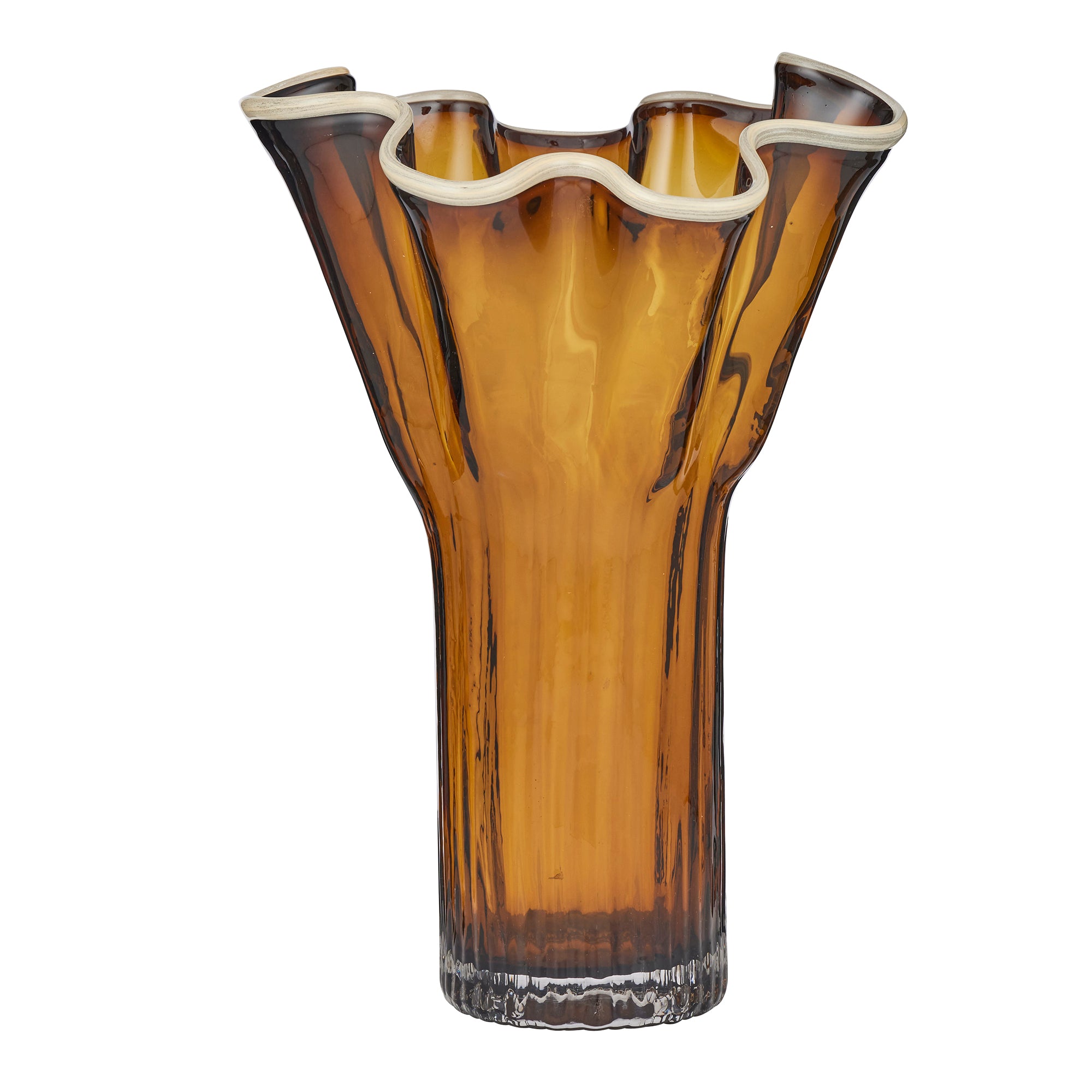 Agnes Glass Vase 26x39.5cm Amber/Ivory-Pots, Planters & Vases-Coast To Coast Home-The Bay Room