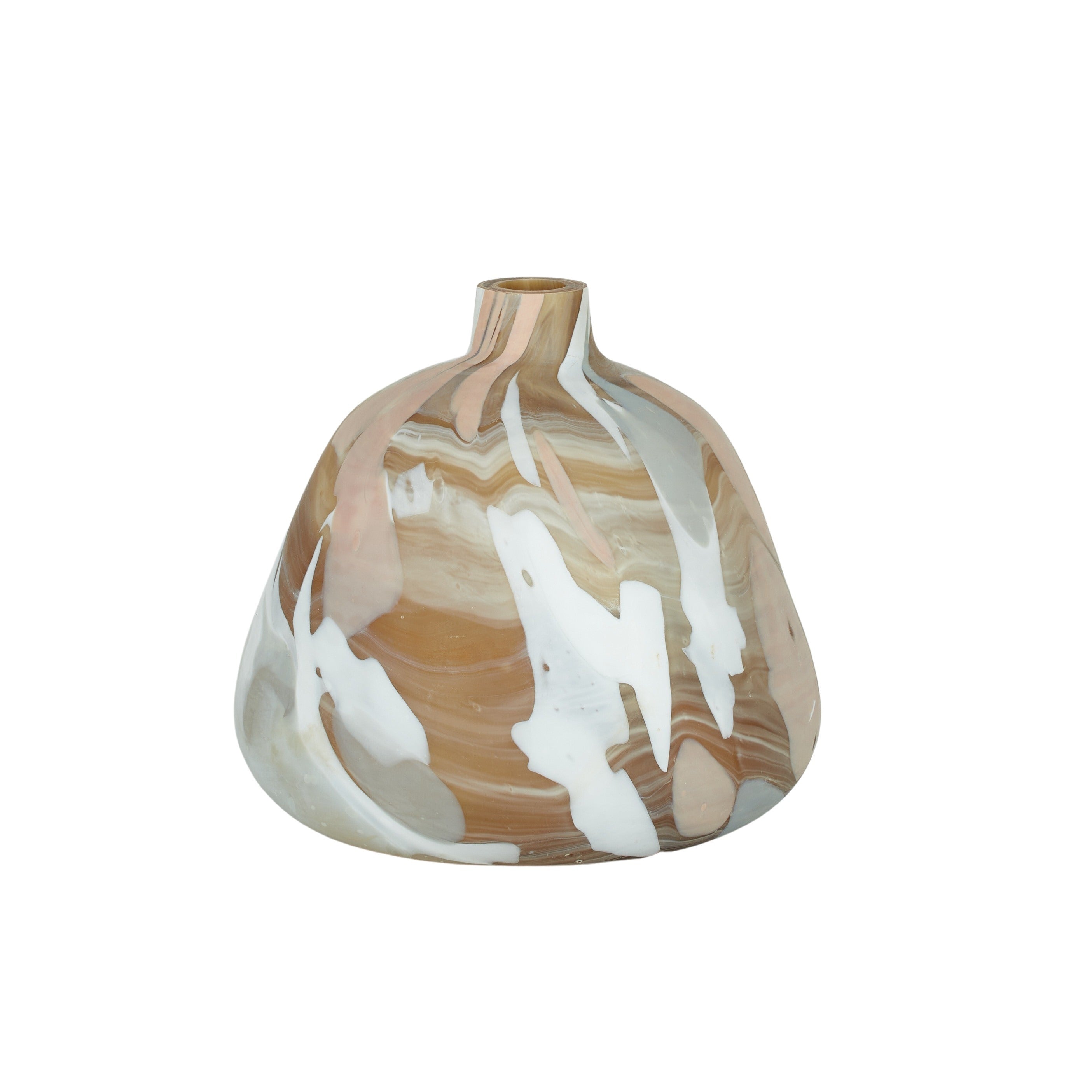 Agra Glass Vase 27x27x25cm - Tan/Nude-Pots, Planters & Vases-Coast To Coast Home-The Bay Room