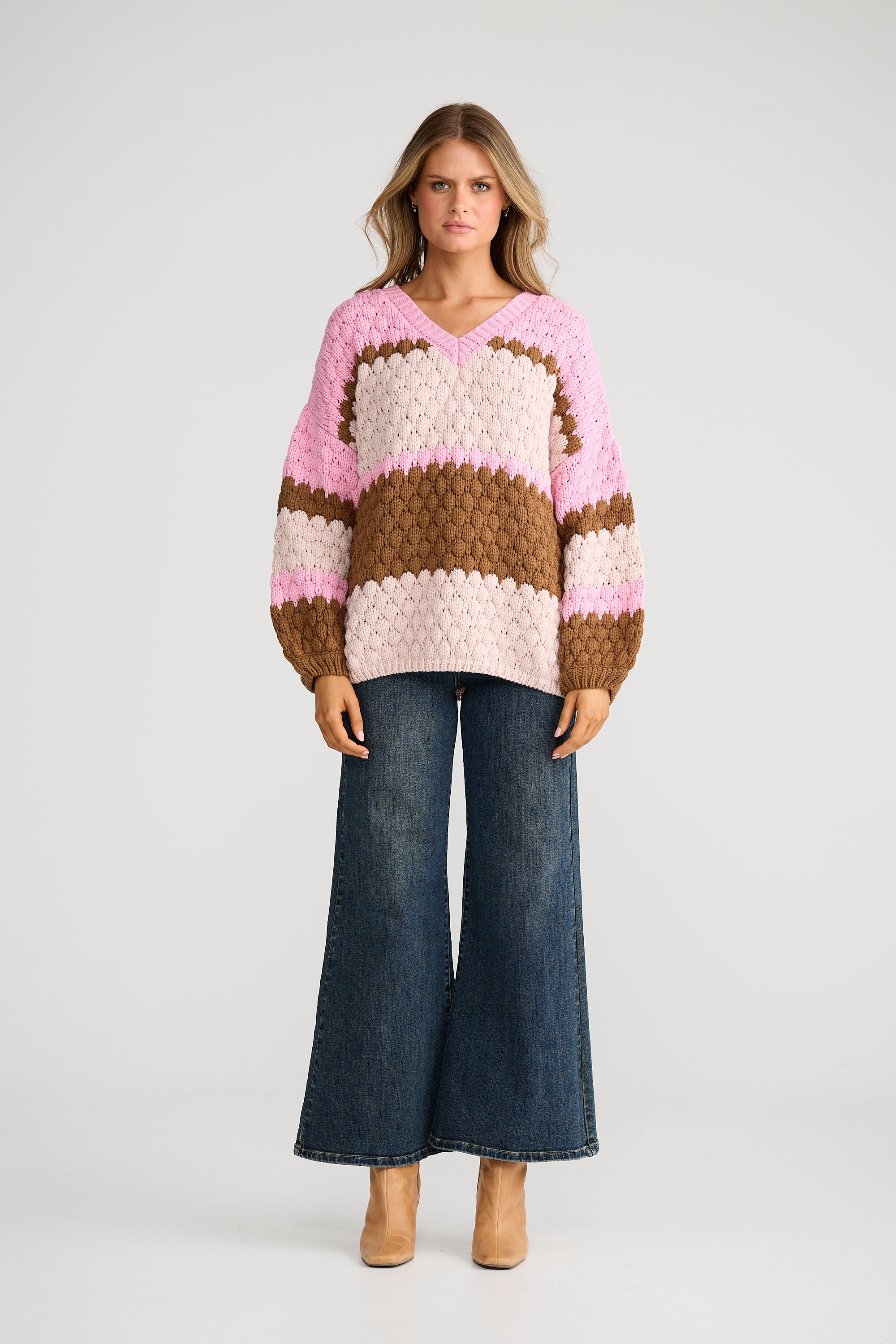 Airlie Knit - Pink Multi Stripe-Knitwear & Jumpers-Talisman-The Bay Room