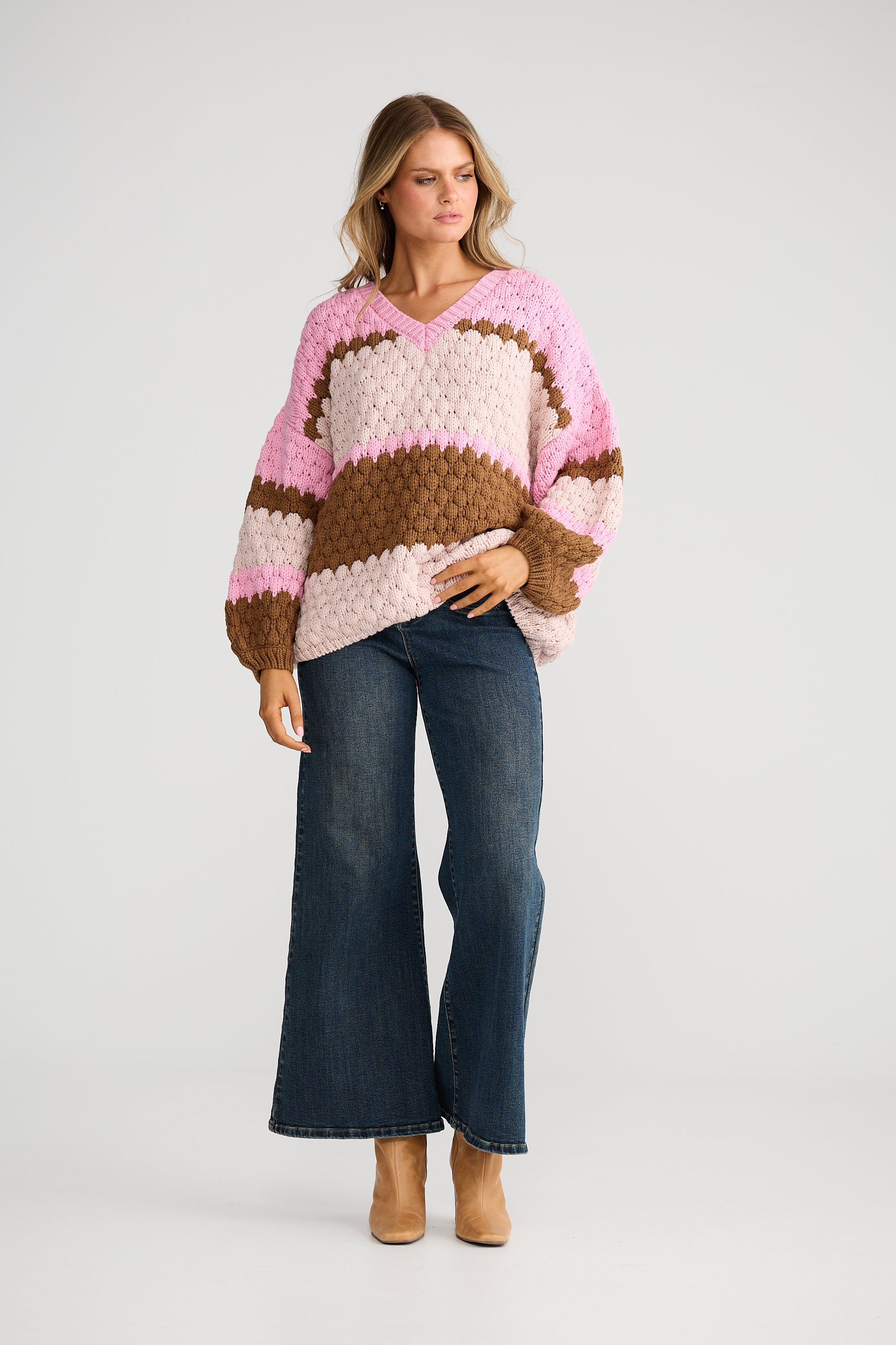 Airlie Knit - Pink Multi Stripe-Knitwear & Jumpers-Talisman-The Bay Room