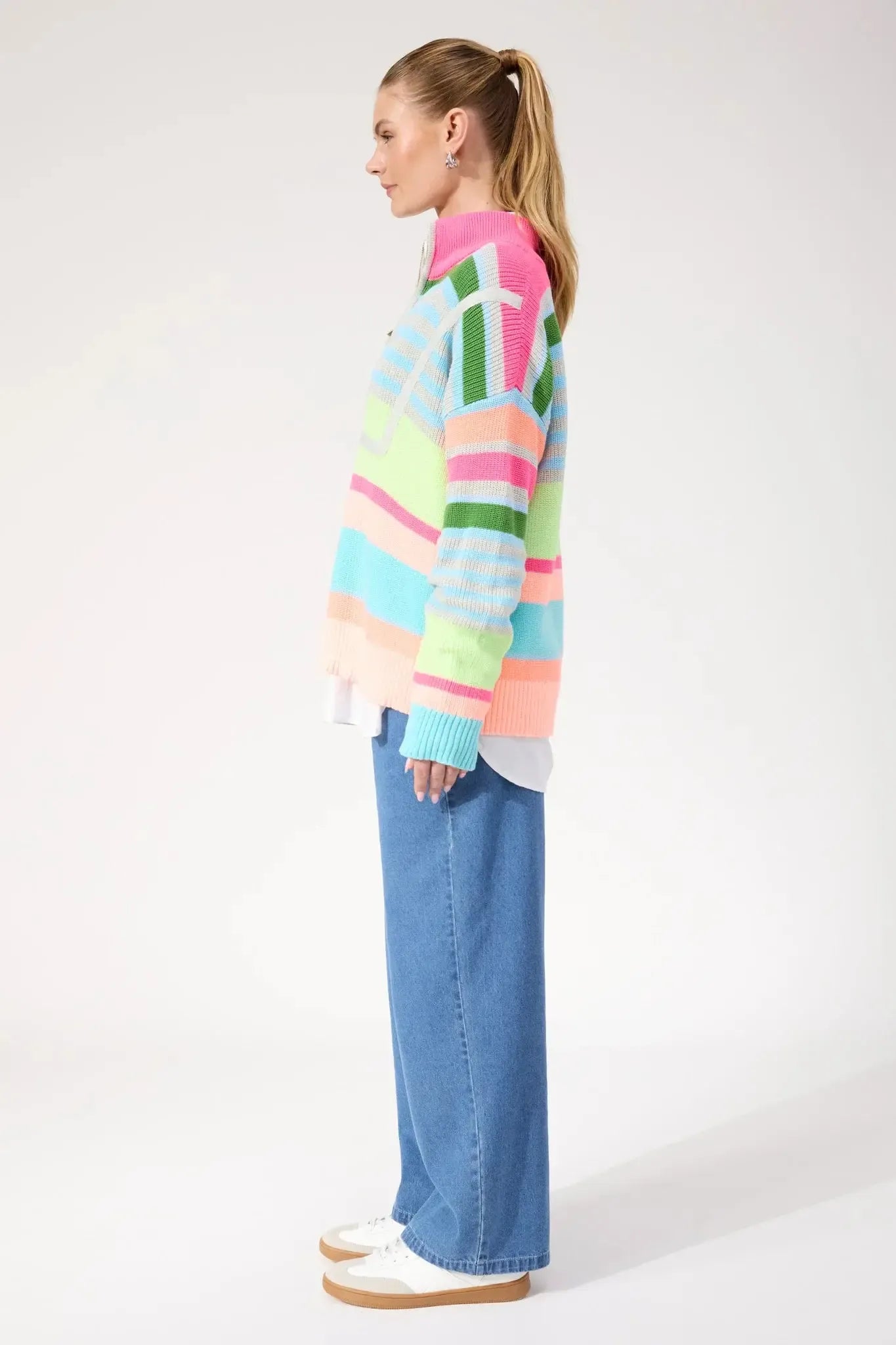 Alaska Stripe Jumper - Neon-Knitwear & Jumpers-Haven-The Bay Room