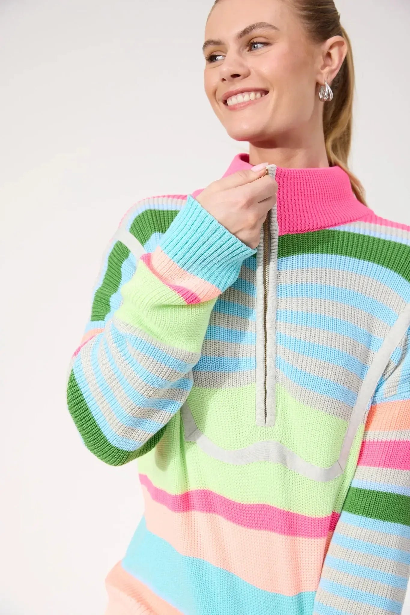 Alaska Stripe Jumper - Neon-Knitwear & Jumpers-Haven-The Bay Room