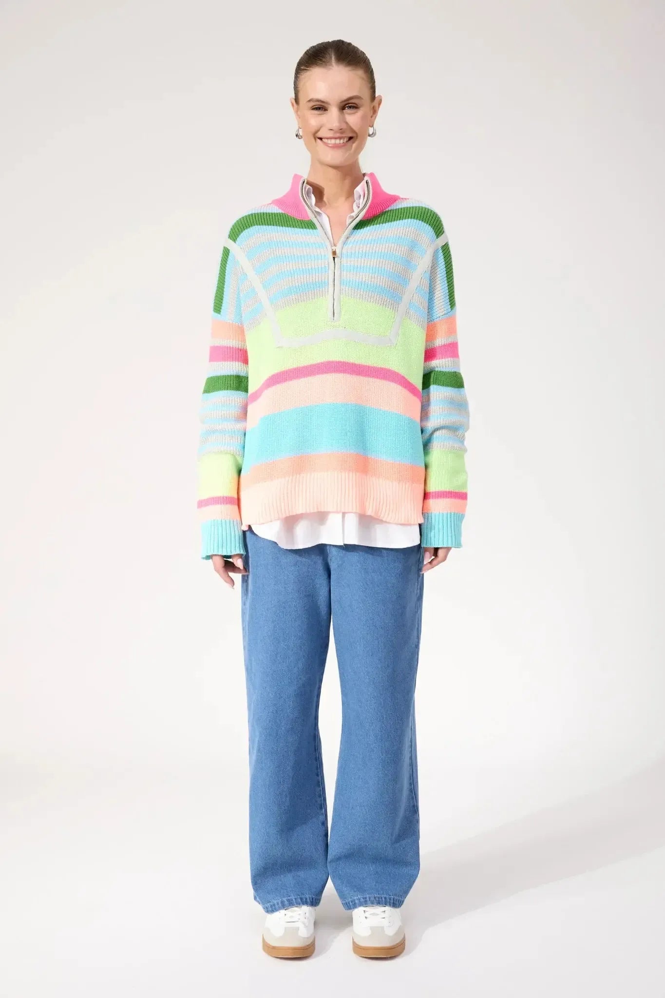 Alaska Stripe Jumper - Neon-Knitwear & Jumpers-Haven-The Bay Room