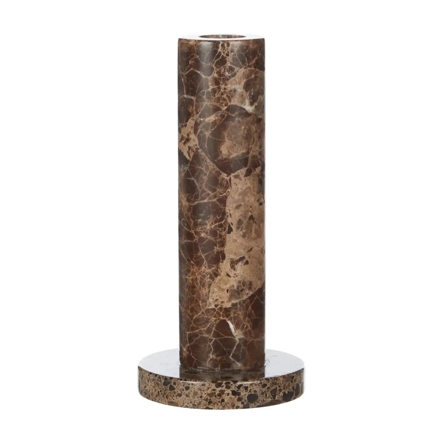 Albert Marble Candle Holder 8x8x17cm Brown-Decor Items-Academy Home Goods-The Bay Room