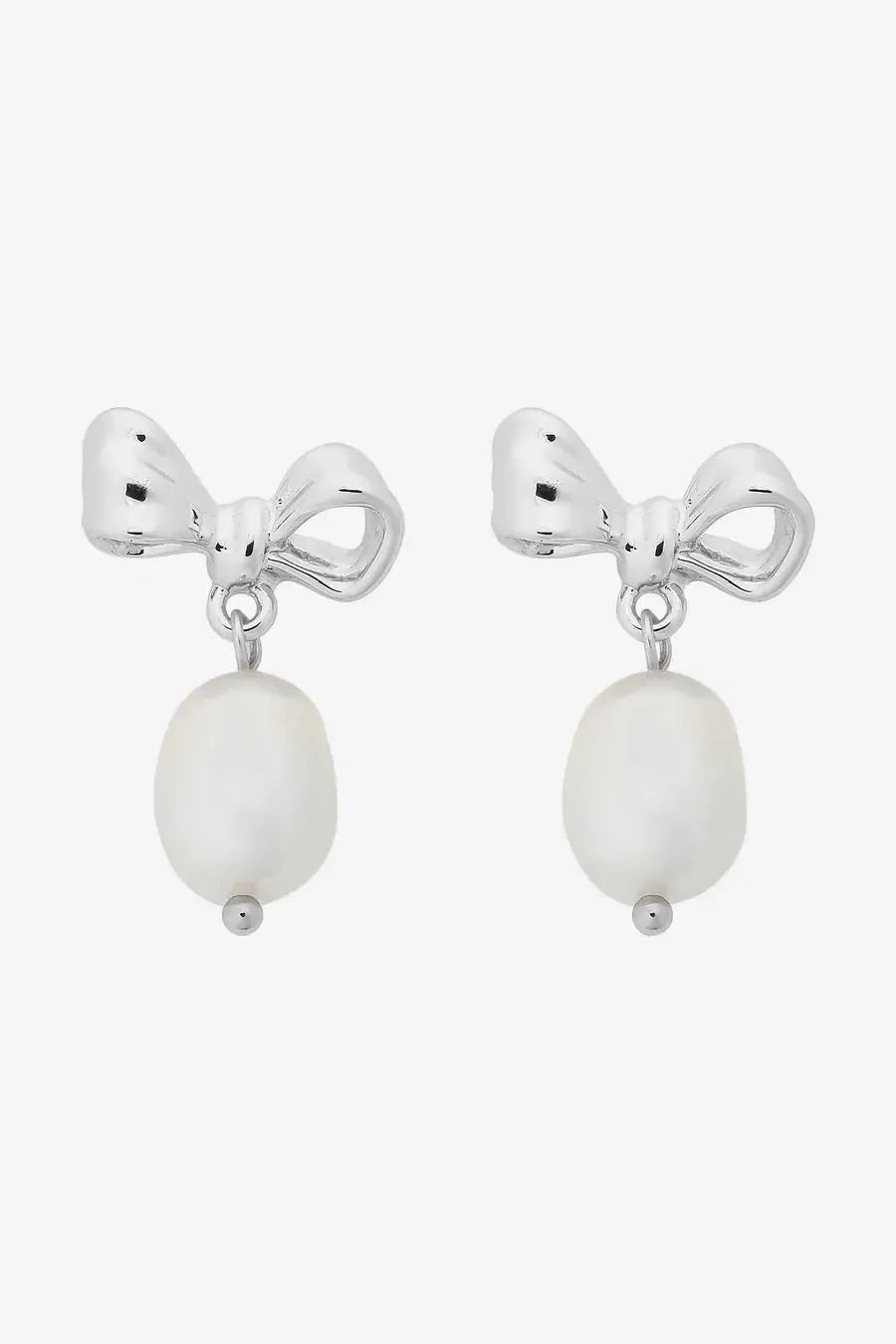 Alice Silver Bow Pearl Earring-Jewellery-Liberte-The Bay Room