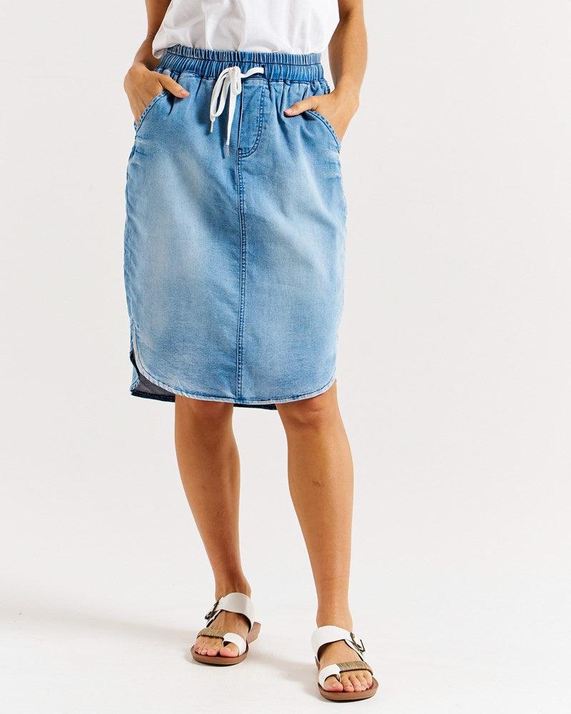 Alina Denim Skirt - Denim Blue-Skirts-Betty Basics-The Bay Room