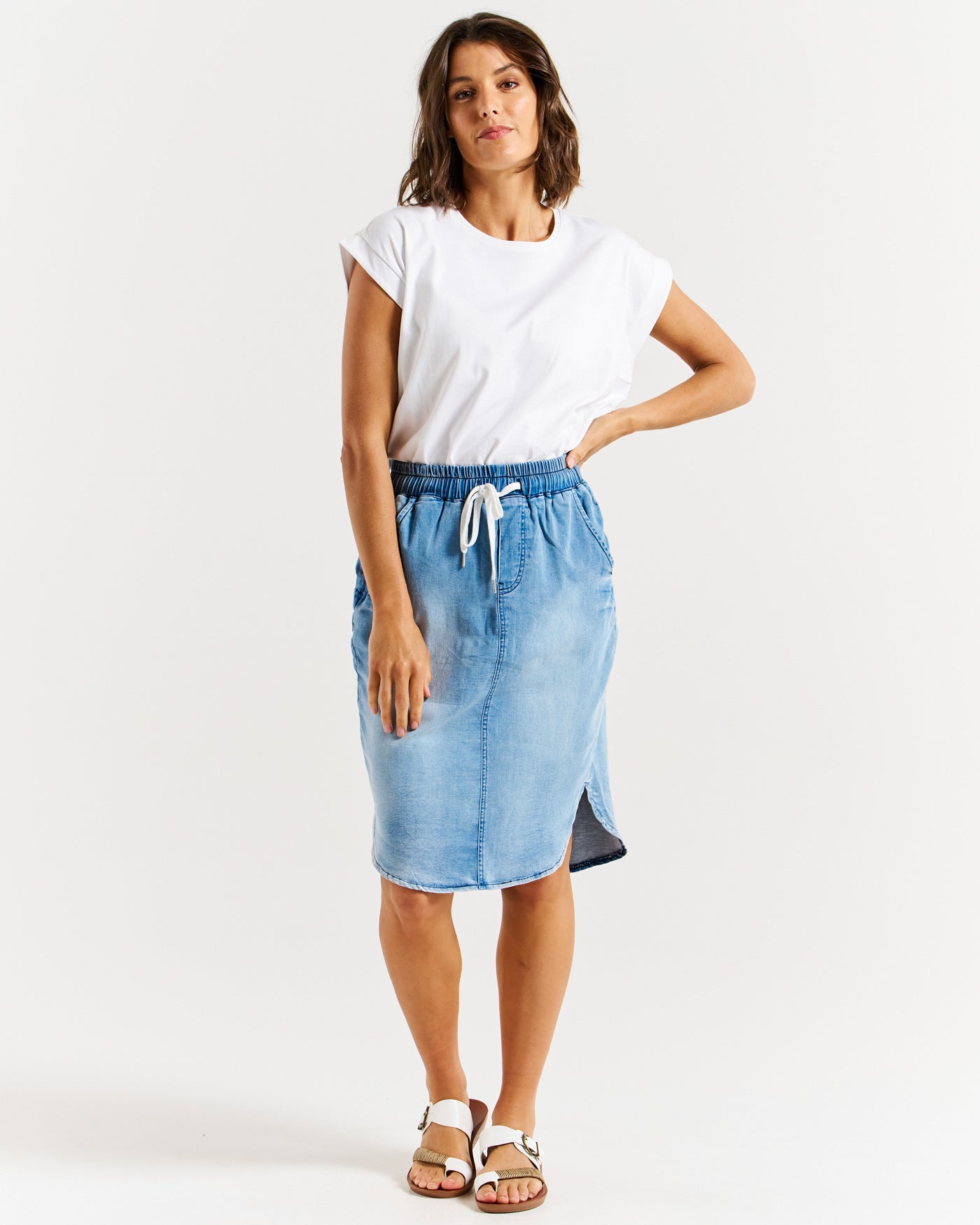 Alina Denim Skirt - Denim Blue-Skirts-Betty Basics-The Bay Room