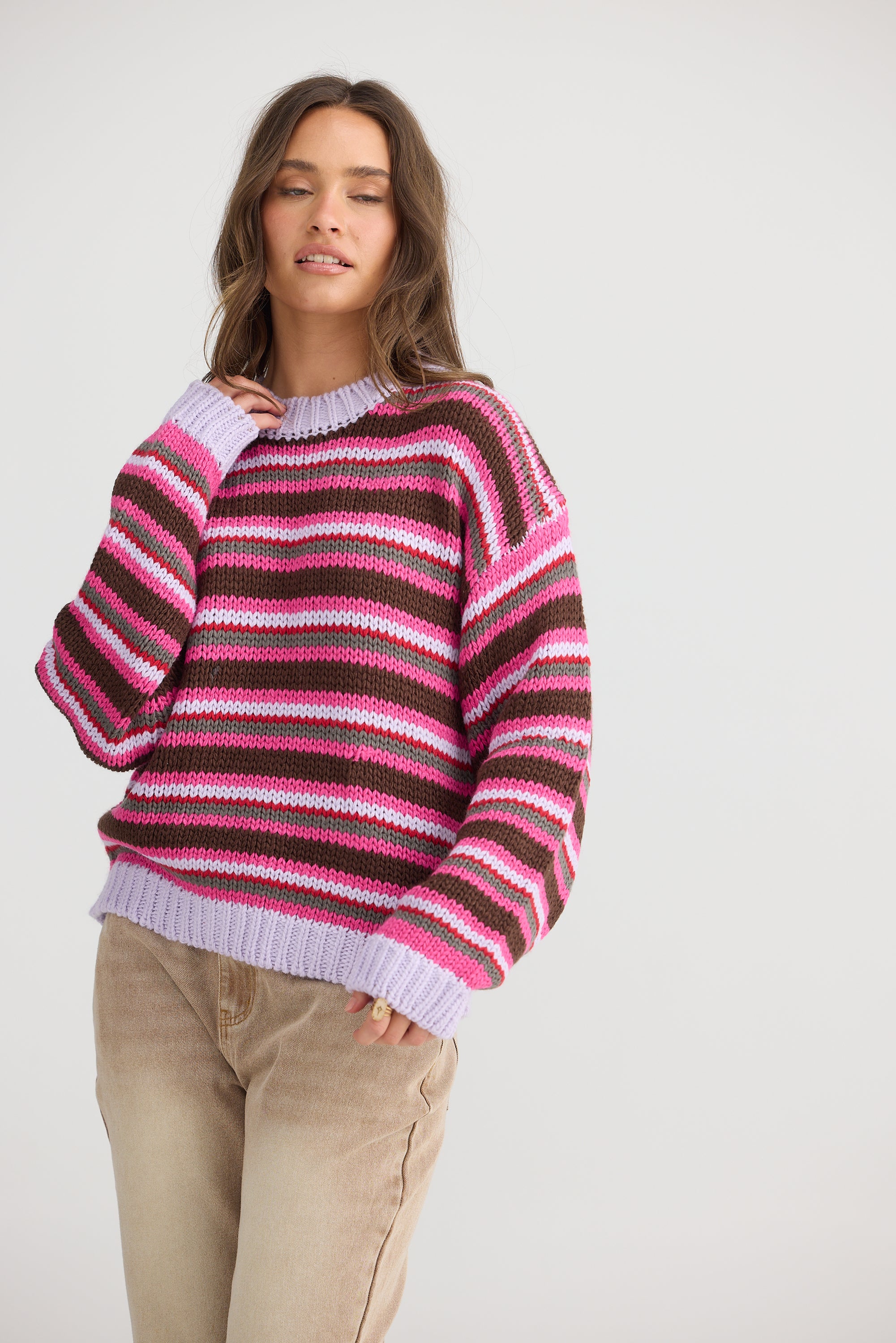 Allsorts Knit - Lilac Stripe-Knitwear & Jumpers-Talisman-The Bay Room