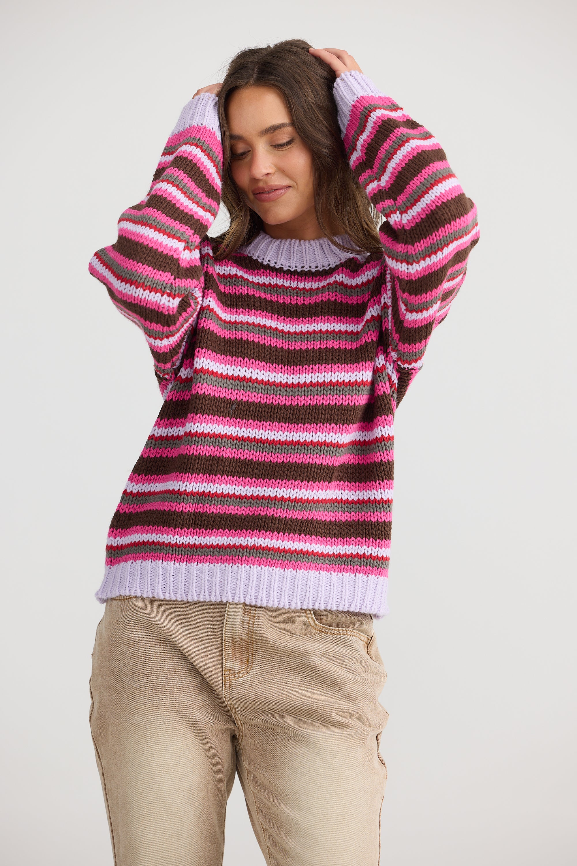 Allsorts Knit - Lilac Stripe-Knitwear & Jumpers-Talisman-The Bay Room