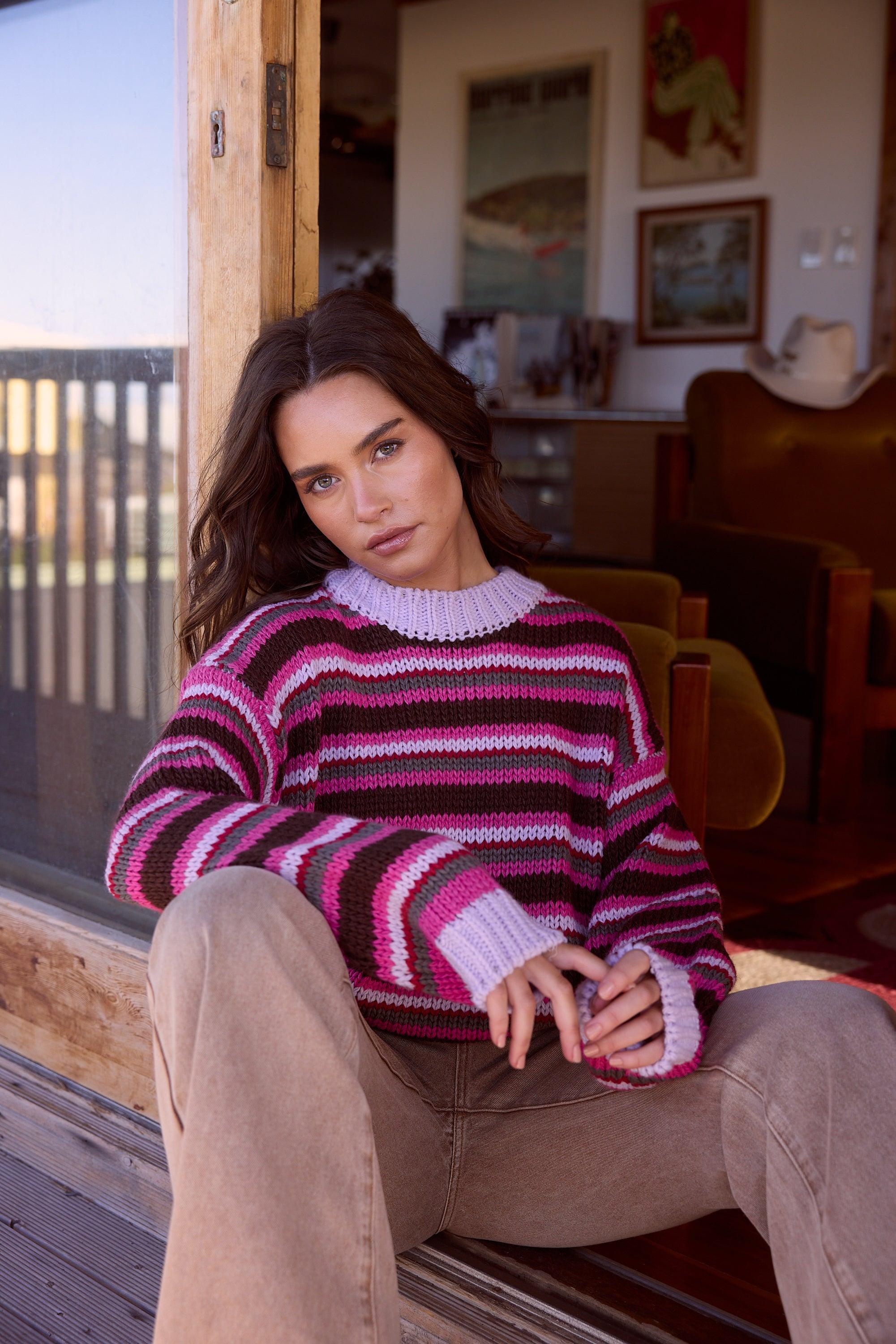 Allsorts Knit - Lilac Stripe-Knitwear & Jumpers-Talisman-The Bay Room