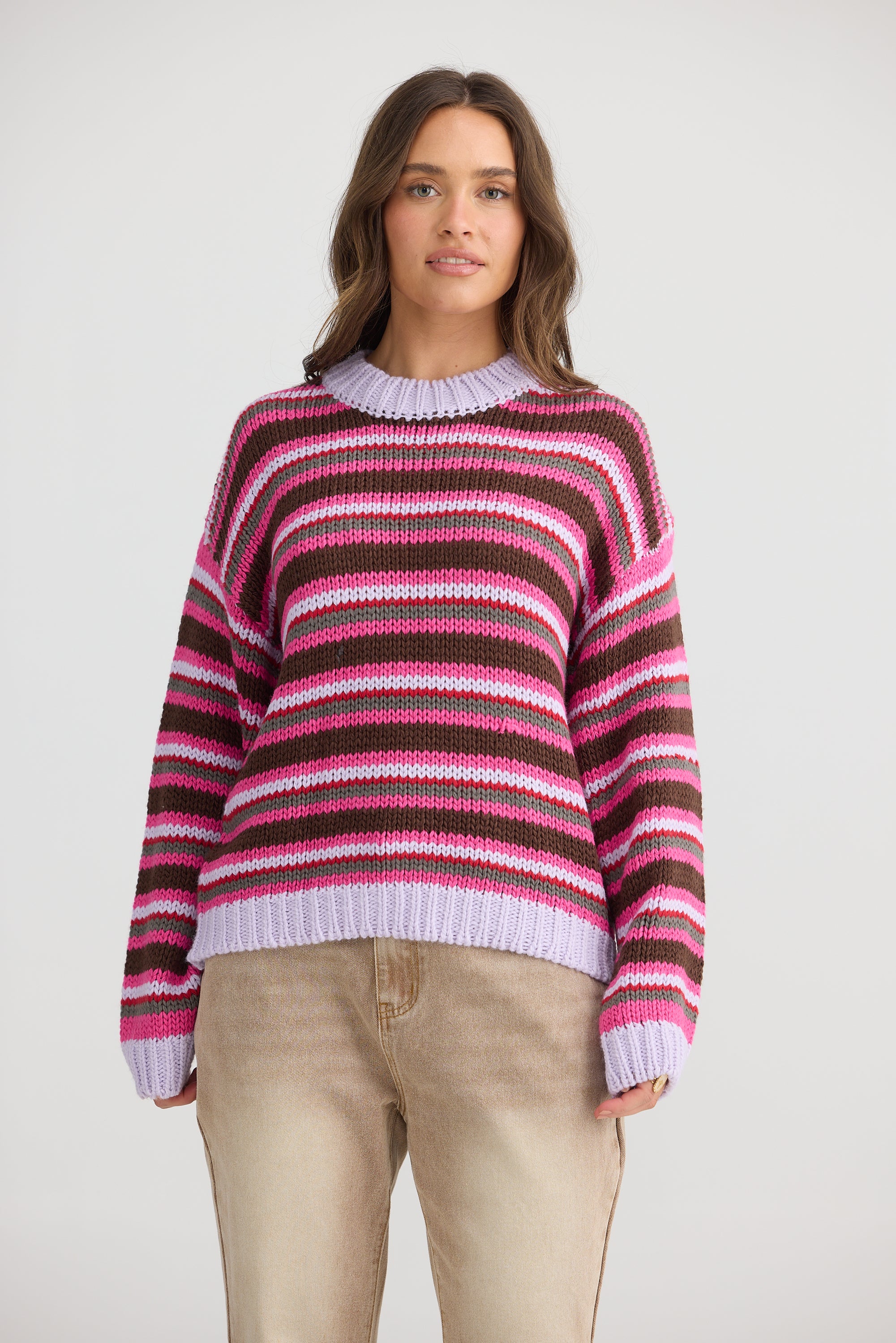 Allsorts Knit - Lilac Stripe-Knitwear & Jumpers-Talisman-The Bay Room