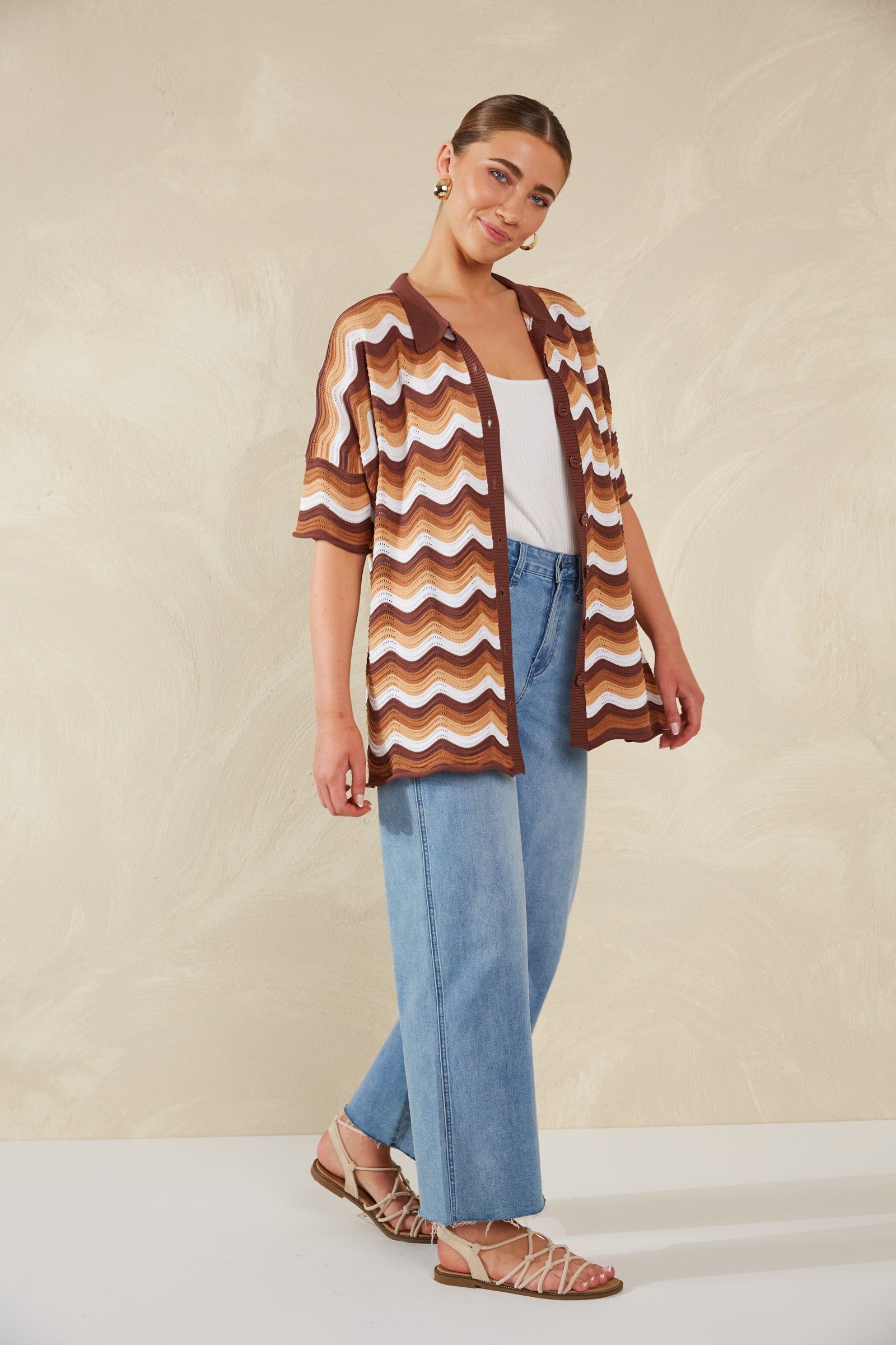 Amalfi Knit Shirt - Tiramisu-Tops-Haven-The Bay Room