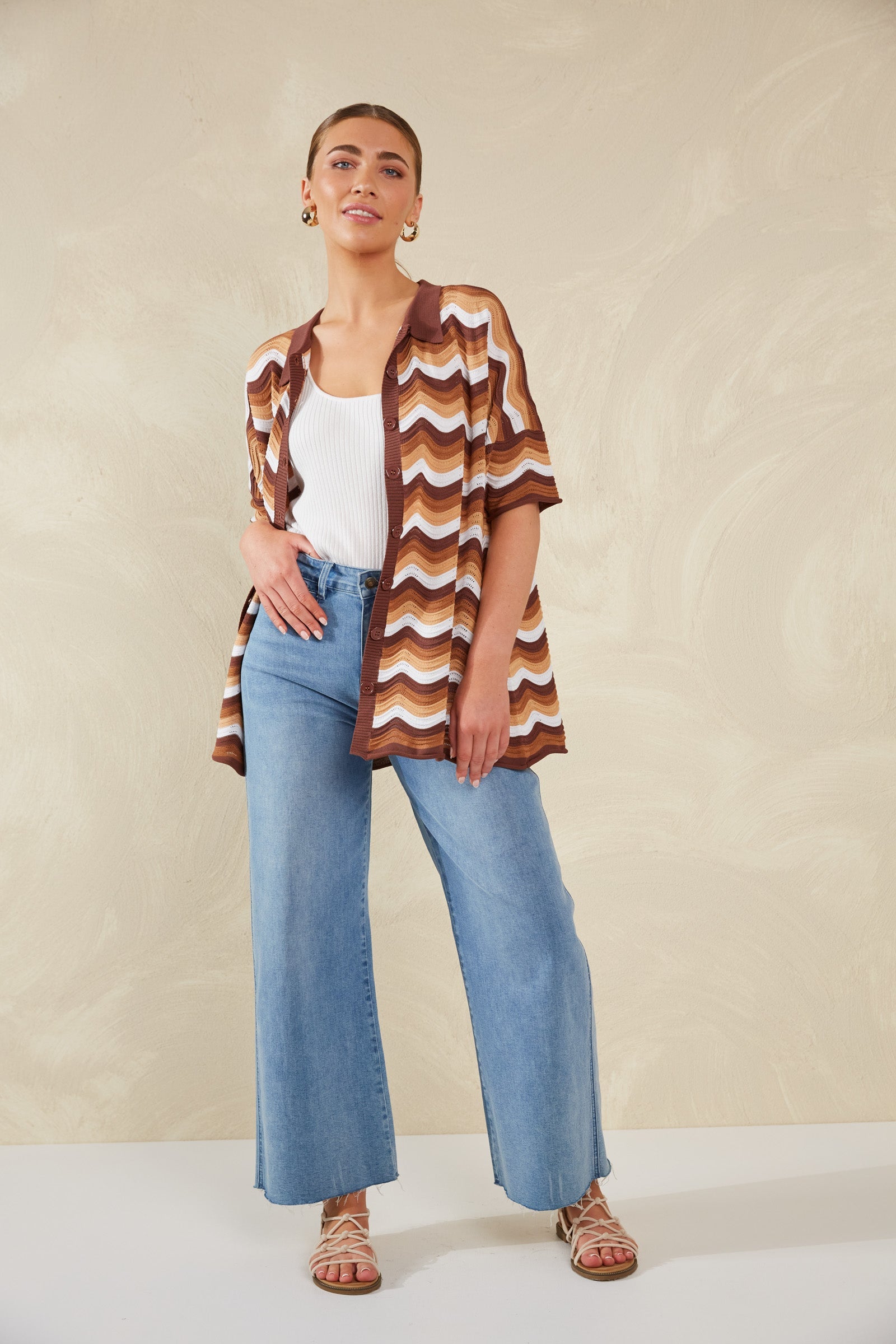 Amalfi Knit Shirt - Tiramisu-Tops-Haven-The Bay Room