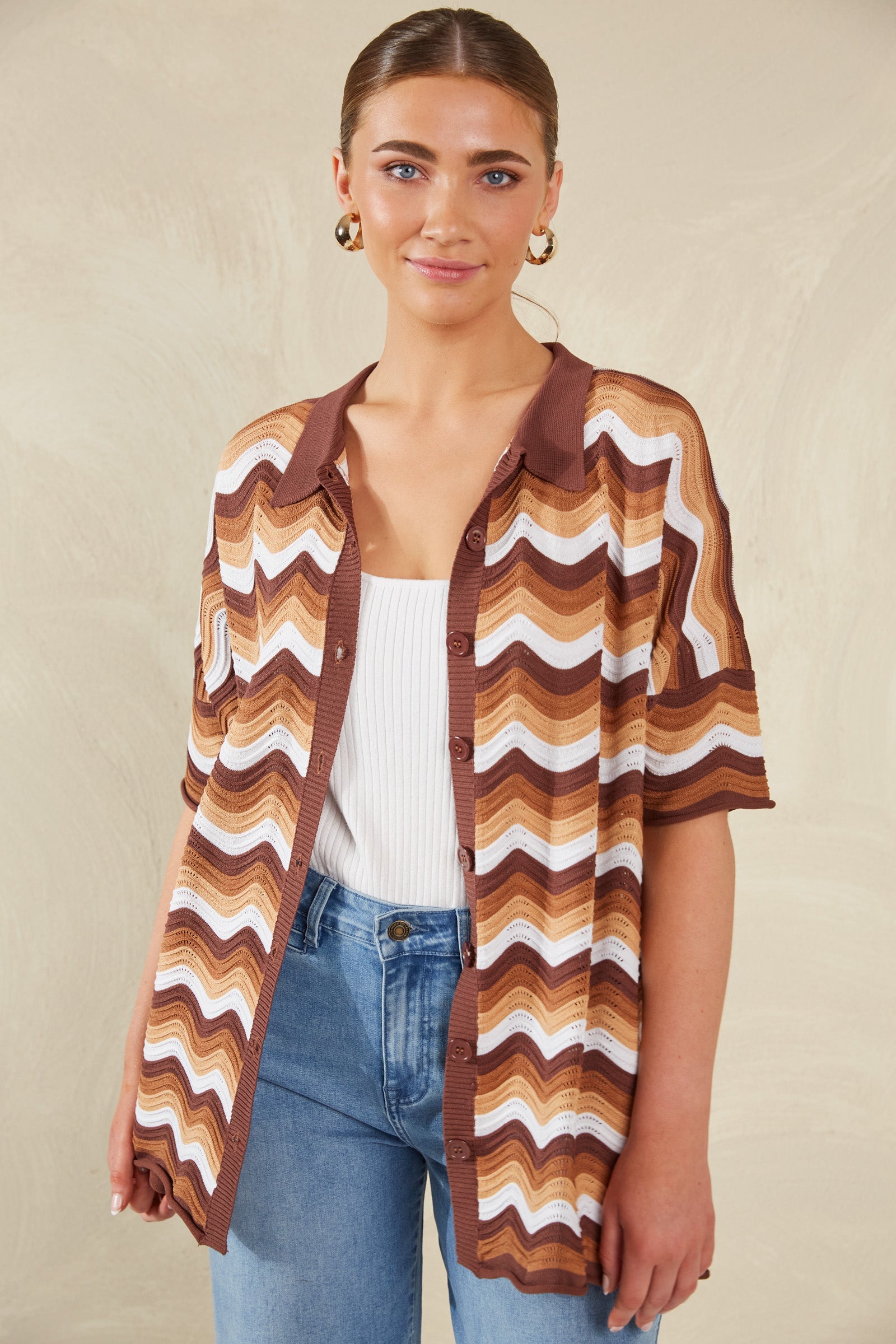 Amalfi Knit Shirt - Tiramisu-Tops-Haven-The Bay Room