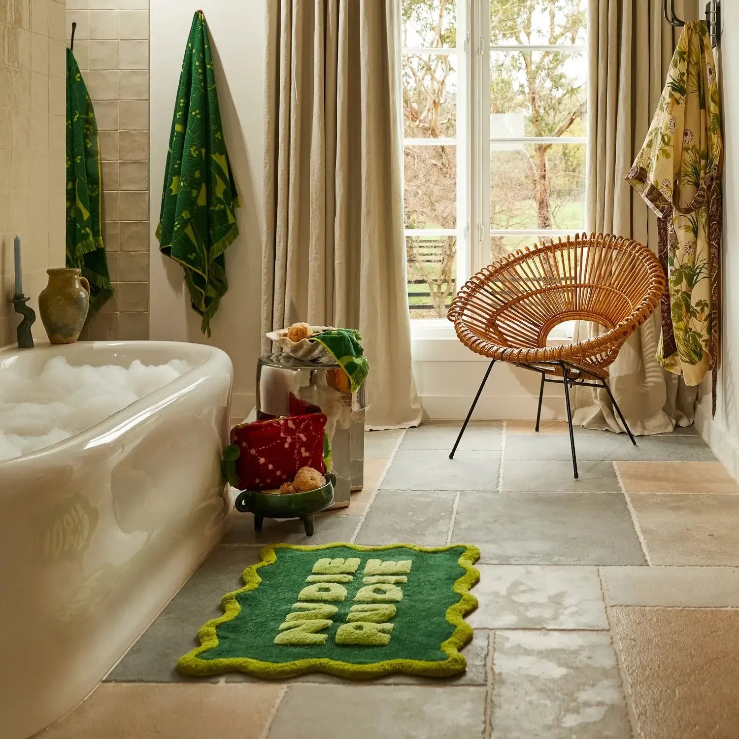 Amalie Nudie Bath Mat - Kelp-Soft Furnishings-Sage & Clare-The Bay Room