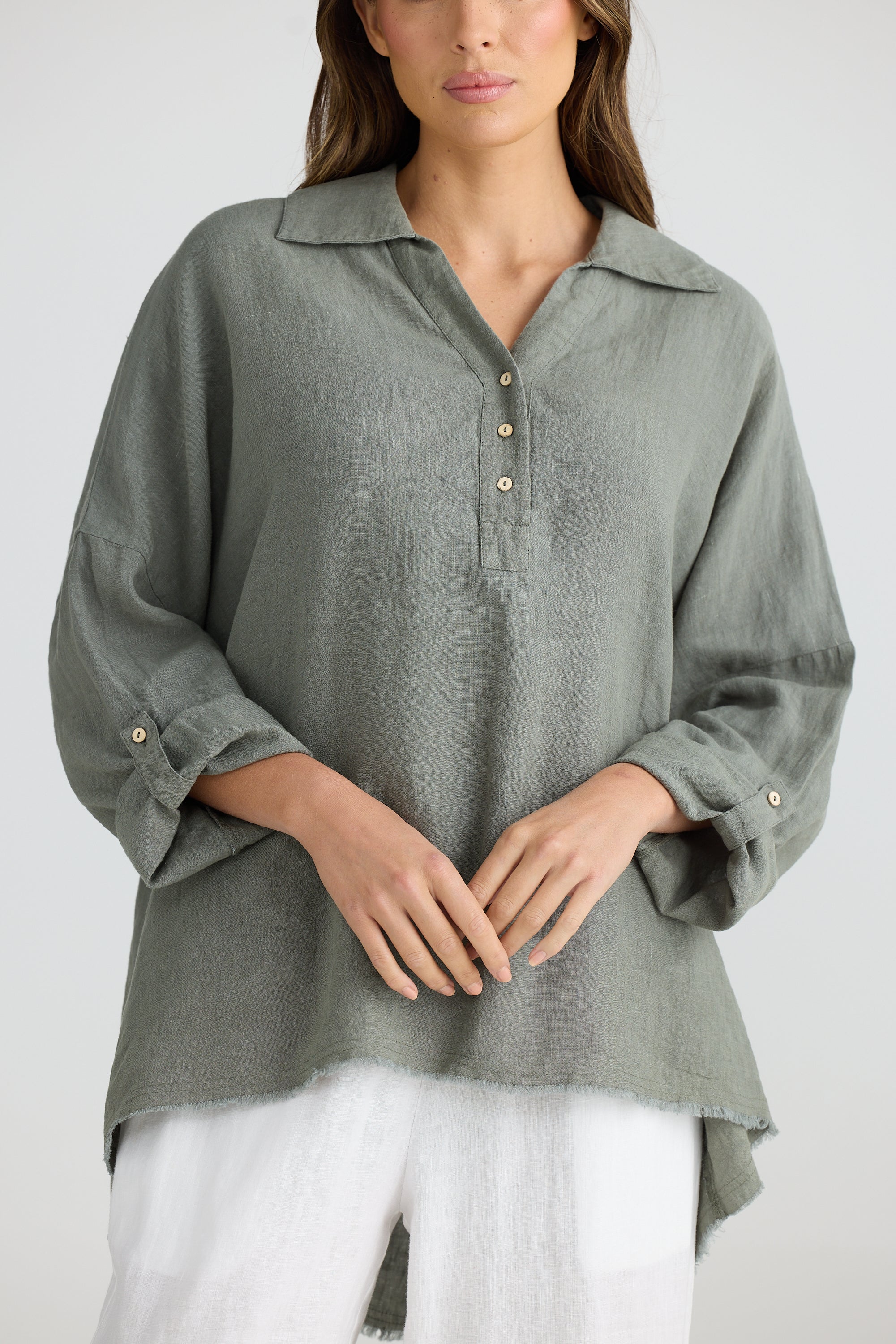 Amar Shirt - Pistachio Linen-Tops-The Shanty Corporation-The Bay Room