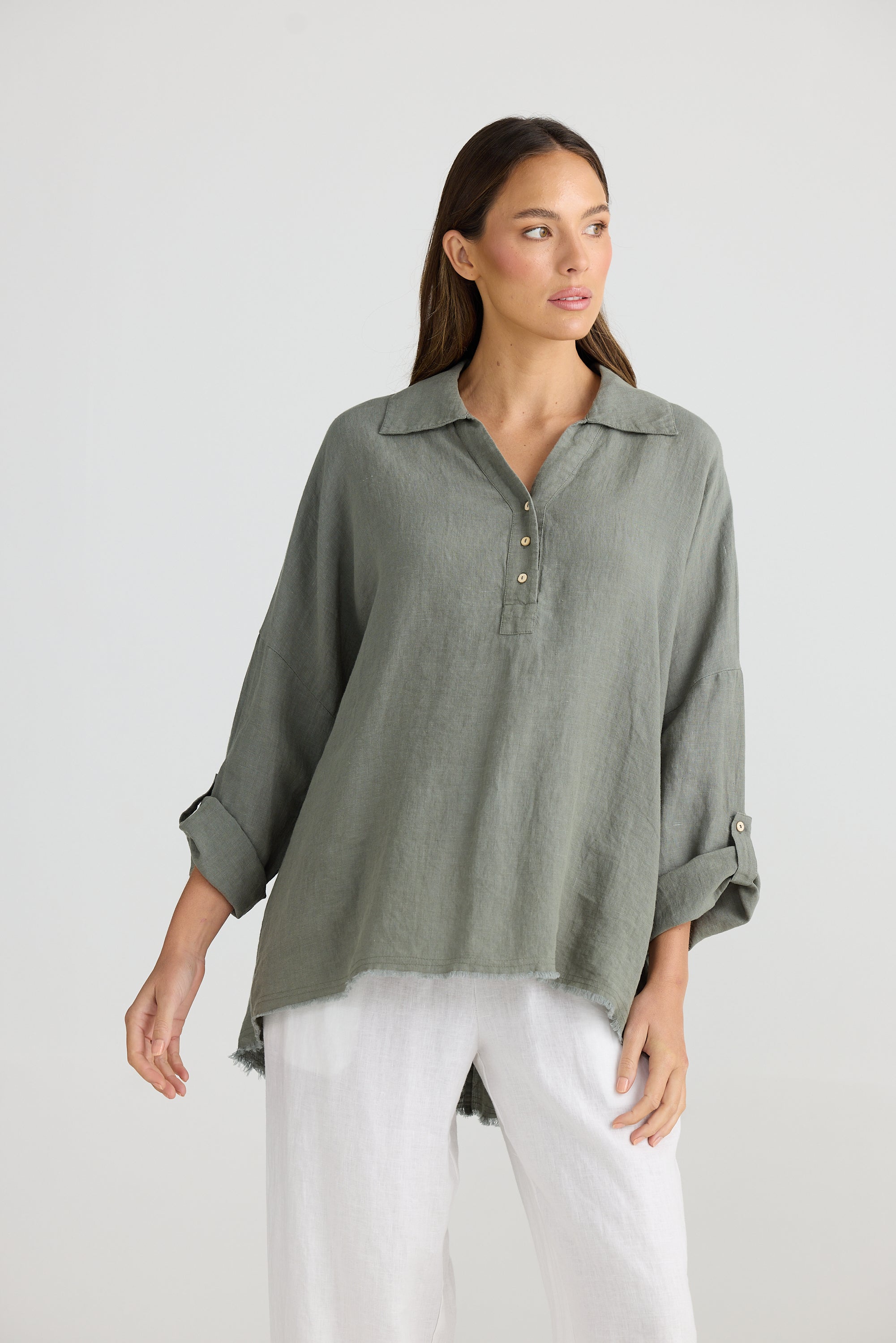 Amar Shirt - Pistachio Linen-Tops-The Shanty Corporation-The Bay Room