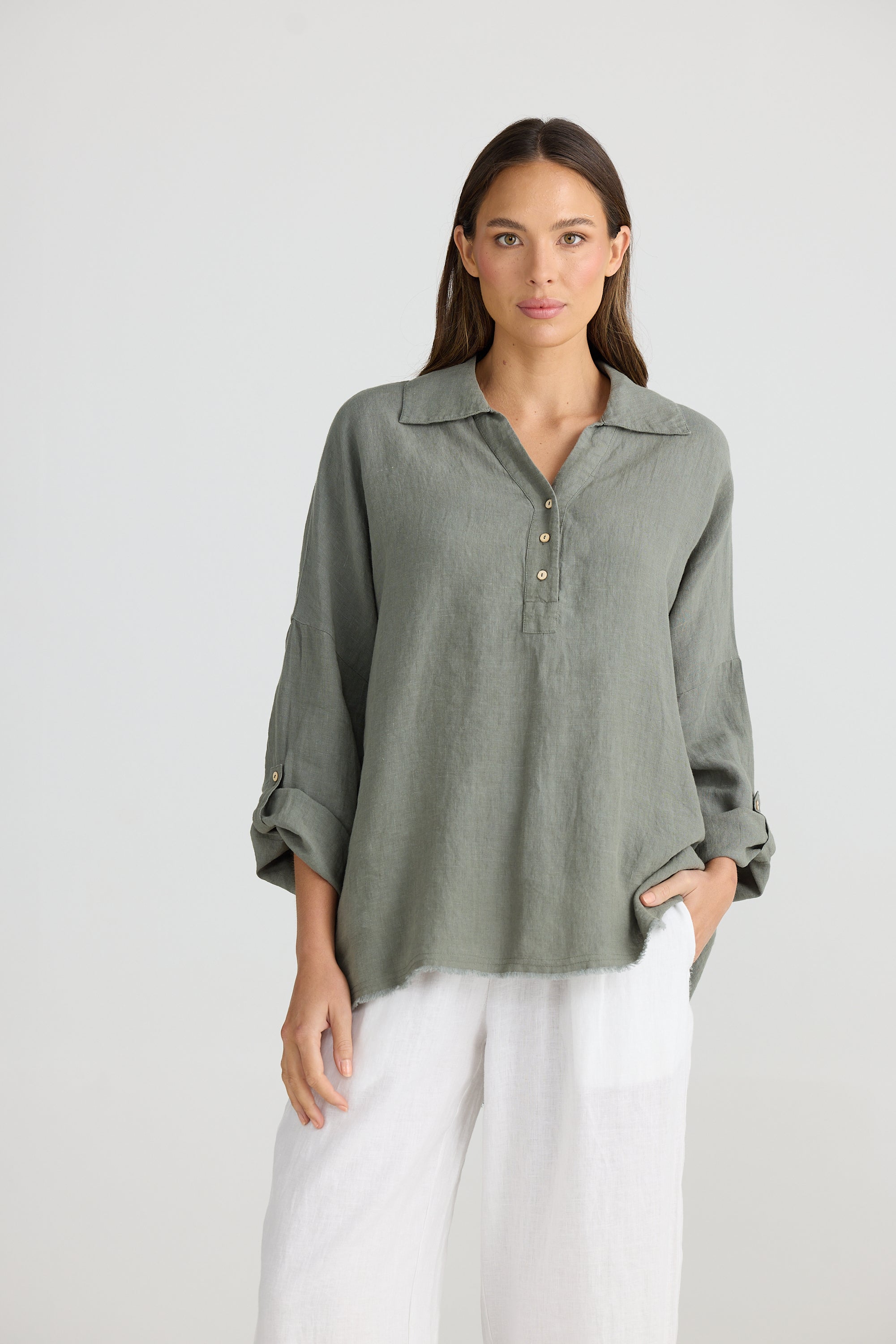 Amar Shirt - Pistachio Linen-Tops-The Shanty Corporation-The Bay Room