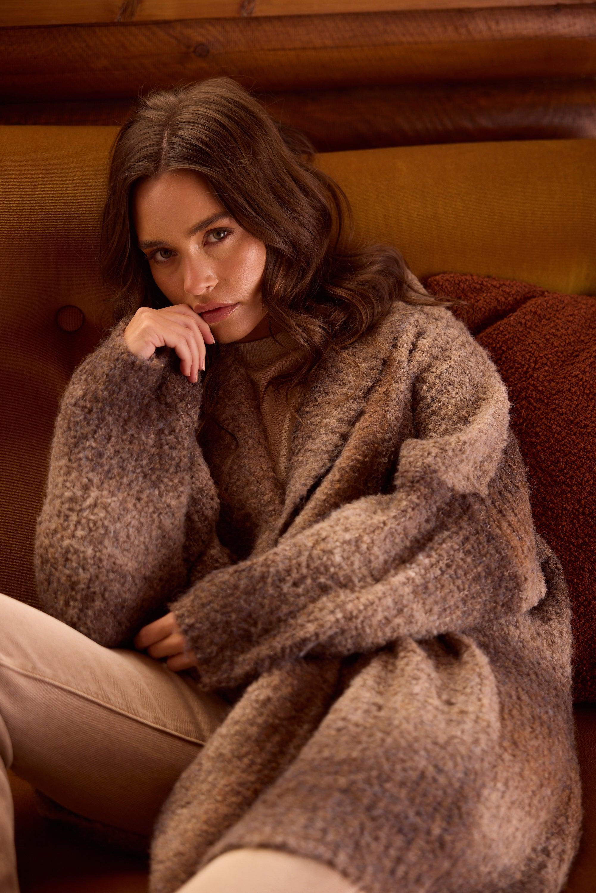 Amara Cardigan - Chocolate-Knitwear & Jumpers-Talisman-The Bay Room