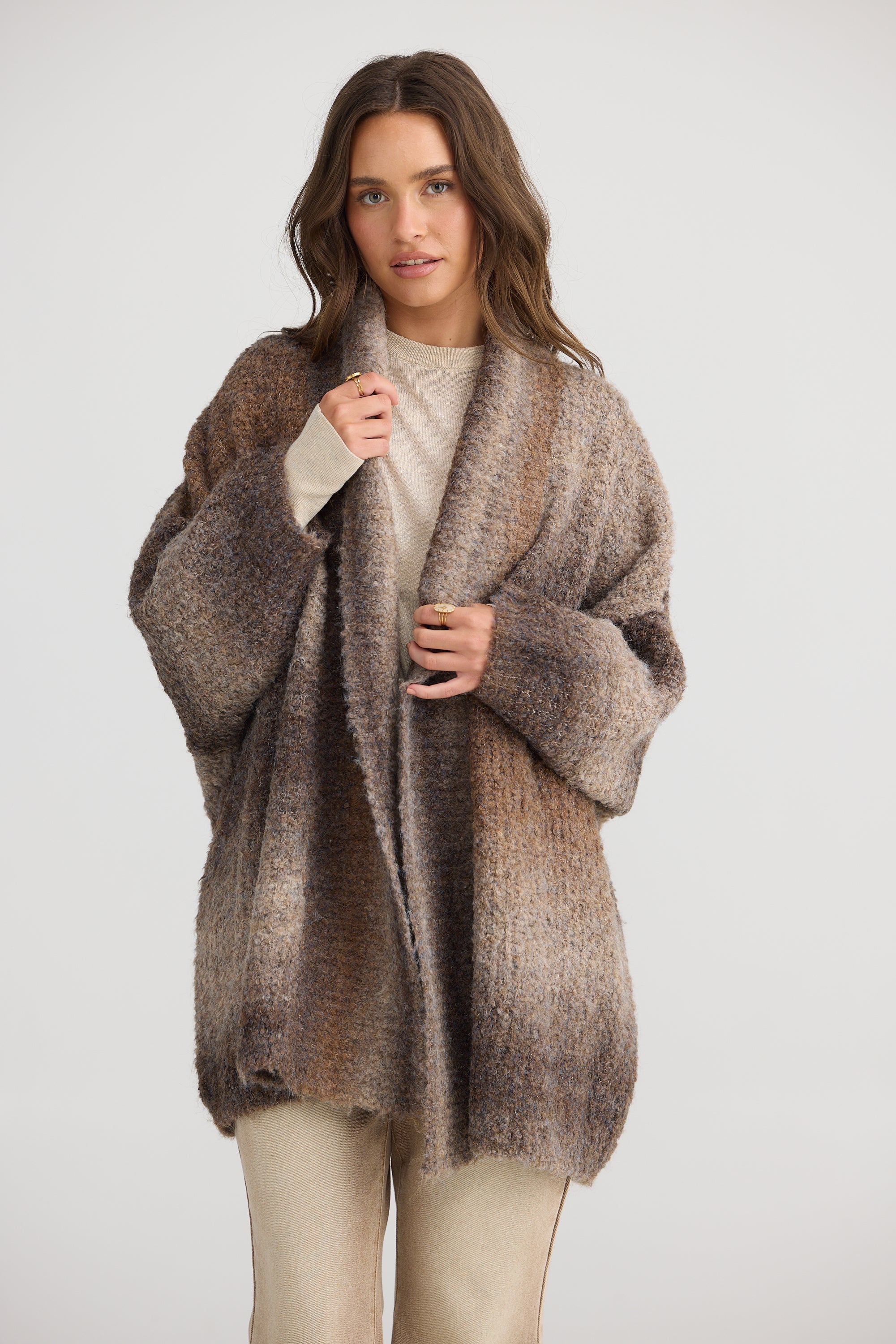 Amara Cardigan - Chocolate-Knitwear & Jumpers-Talisman-The Bay Room