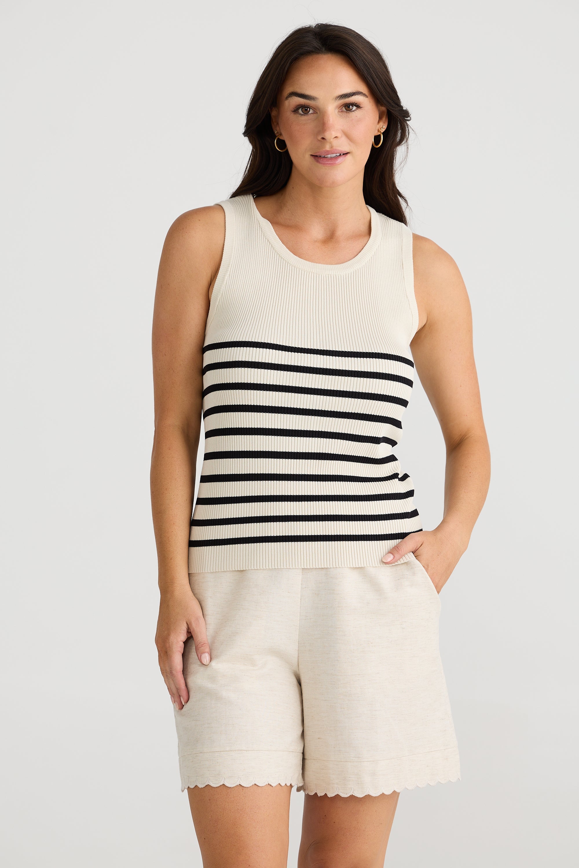 Amba Tank - Ecru with Black Stripe-General-Brave & True-The Bay Room