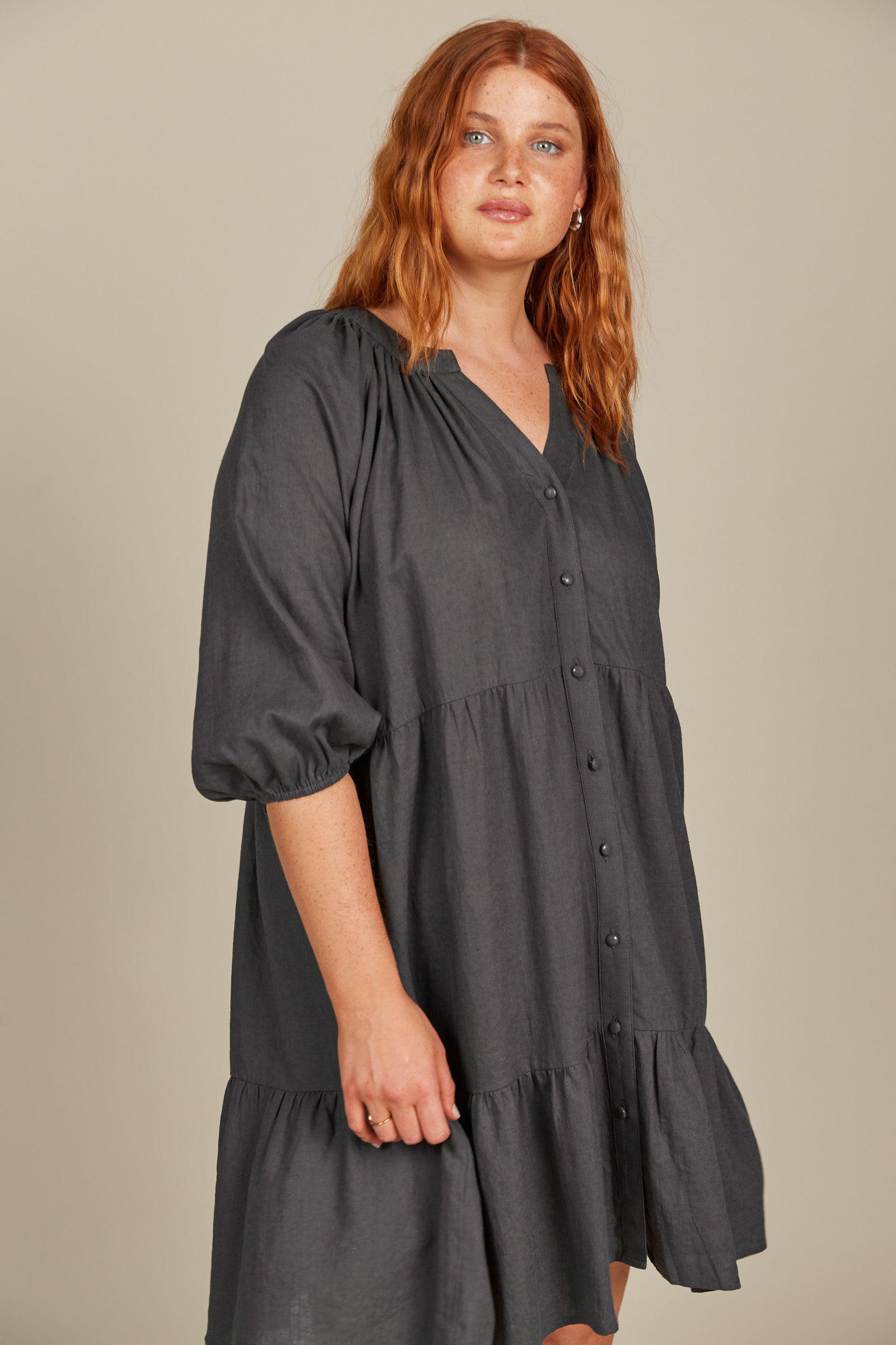 Amelie Button Dress - Graphite-Dresses-Isle Of Mine-Onesize-The Bay Room