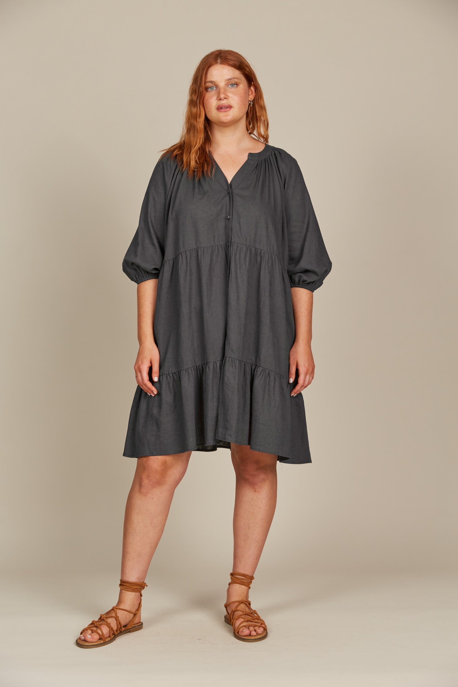 Amelie Button Dress - Graphite-Dresses-Isle Of Mine-Onesize-The Bay Room