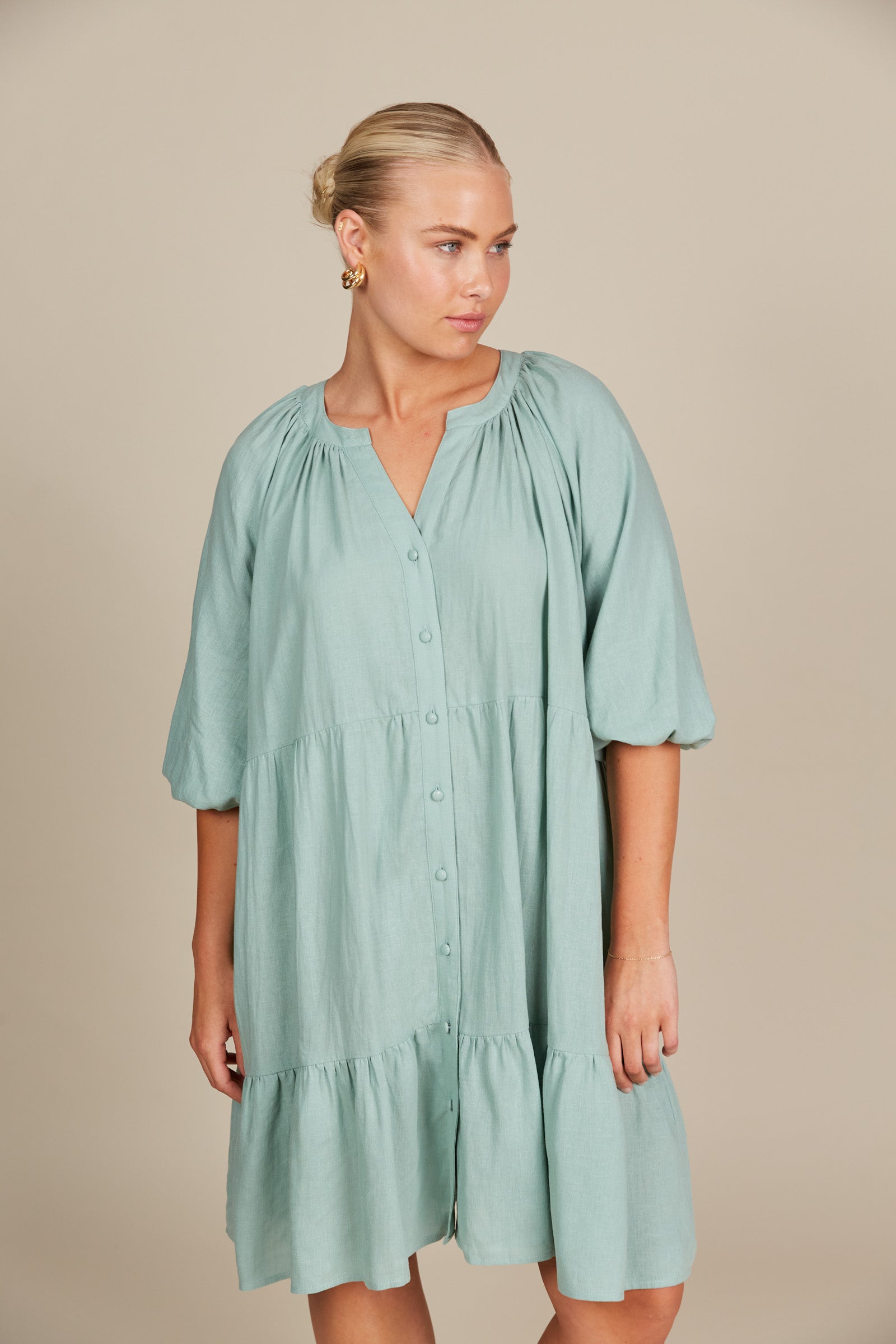 Amelie Button Dress - Seafoam-Dresses-Isle Of Mine-Onesize-The Bay Room