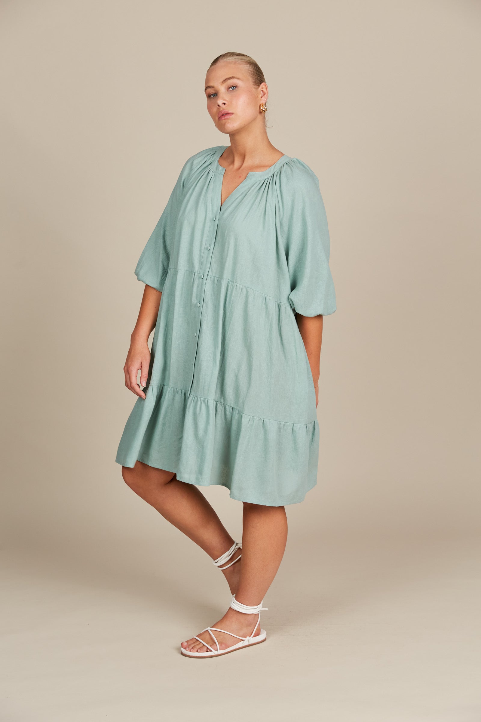 Amelie Button Dress - Seafoam-Dresses-Isle Of Mine-Onesize-The Bay Room