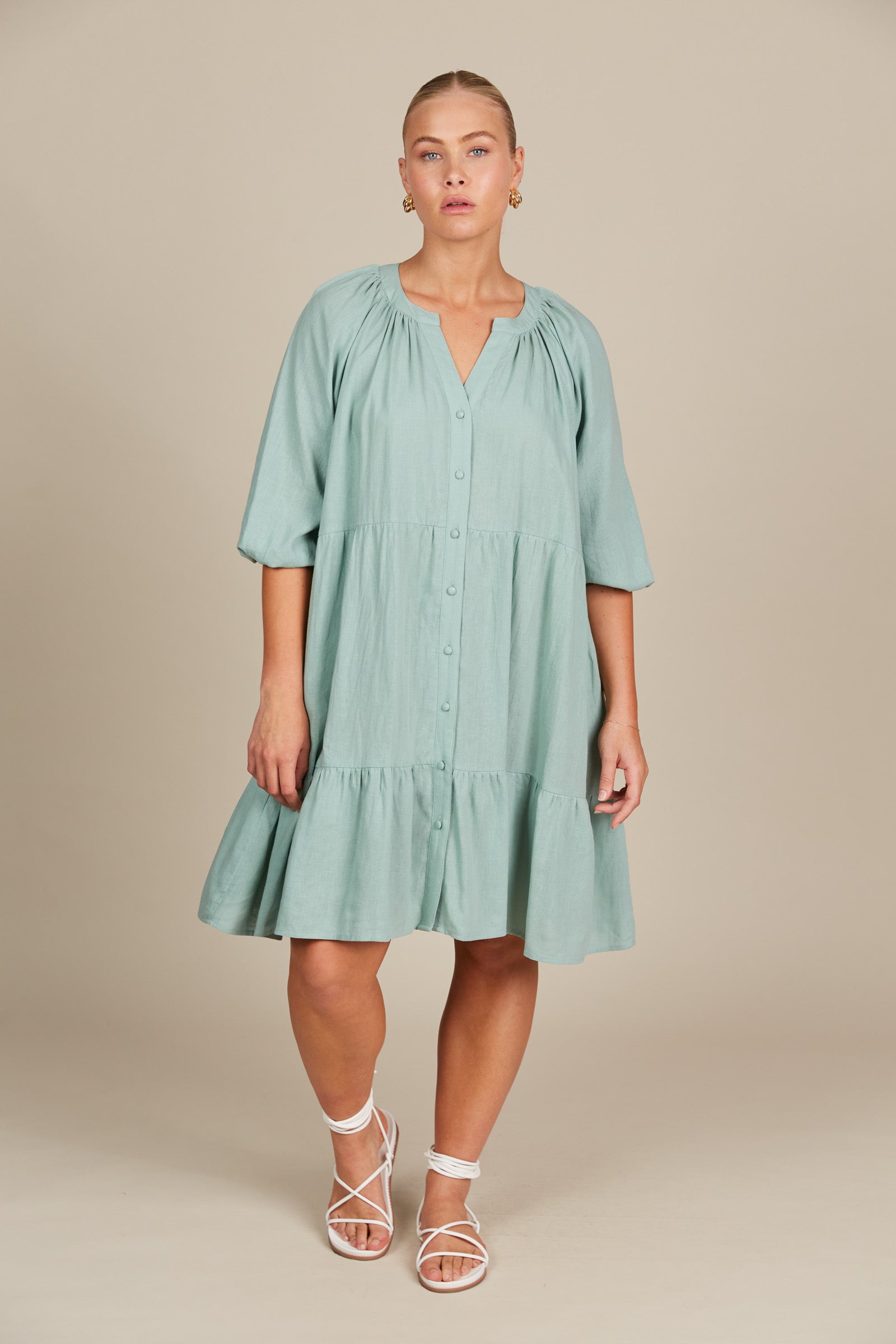 Amelie Button Dress - Seafoam-Dresses-Isle Of Mine-Onesize-The Bay Room