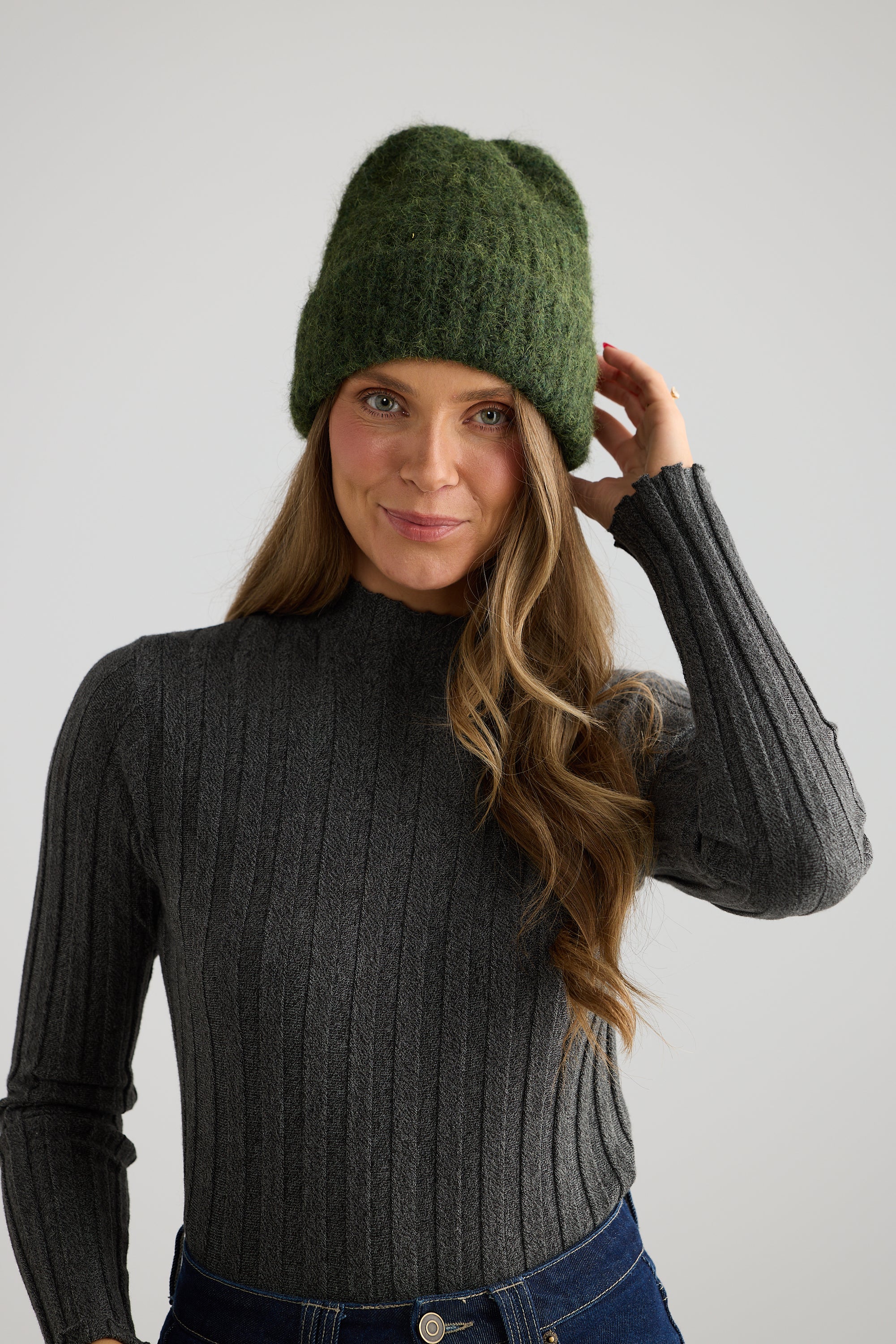 Andrea Beanie - Olive-Headwear & Sunglasses-Holiday-The Bay Room