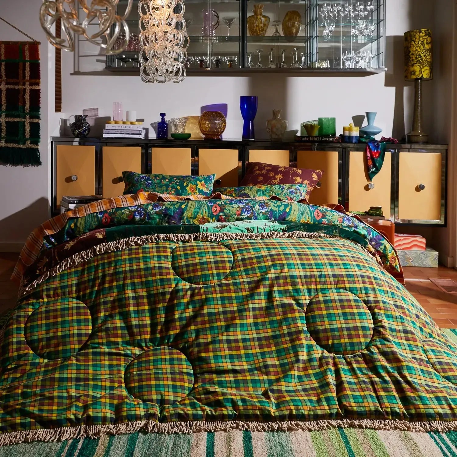 Aneta Patchwork Velvet Bedcover-Soft Furnishings-Sage & Clare-The Bay Room
