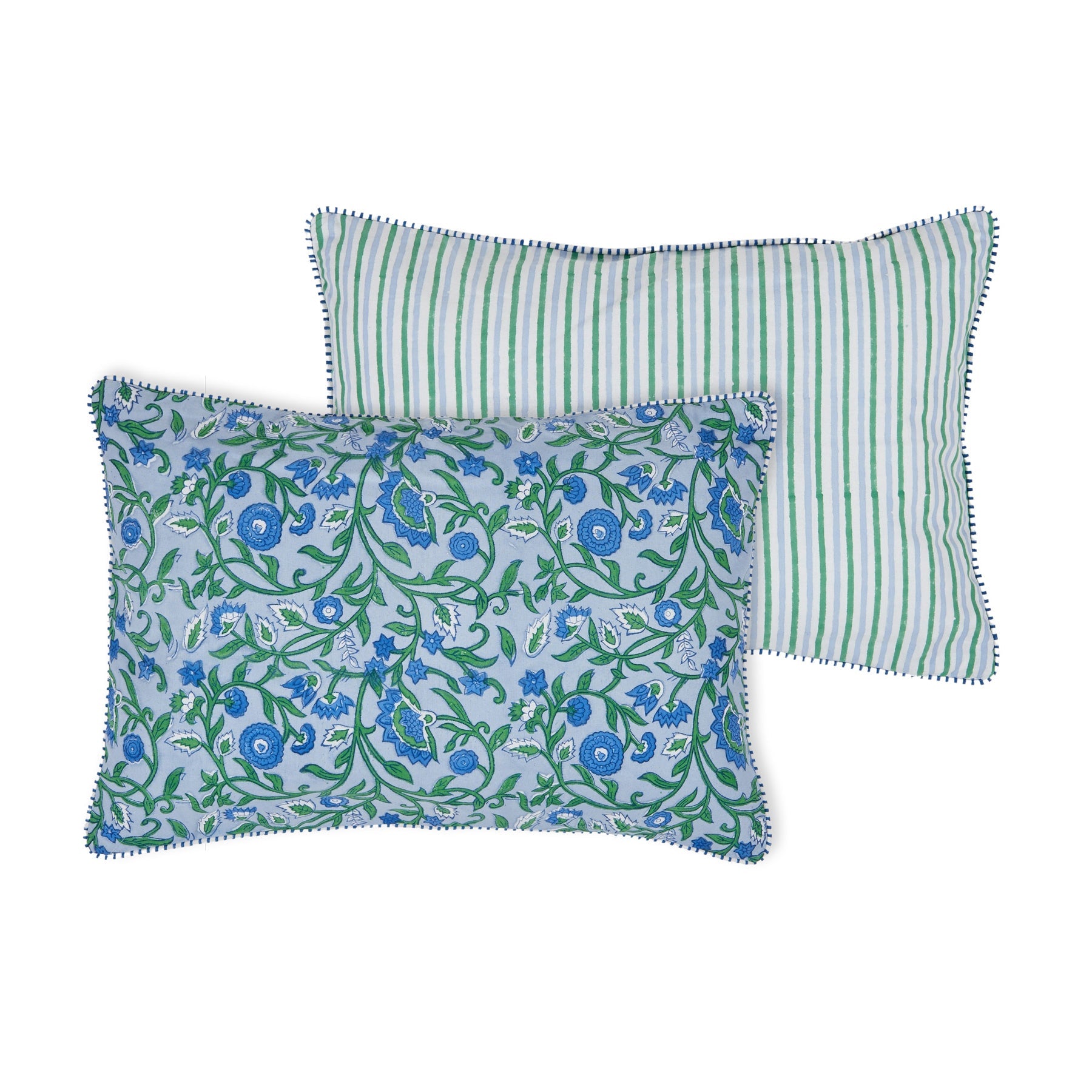 Anika Cotton Block Cushion 35x50cm Emerald-Soft Furnishings-Coast To Coast Home-The Bay Room