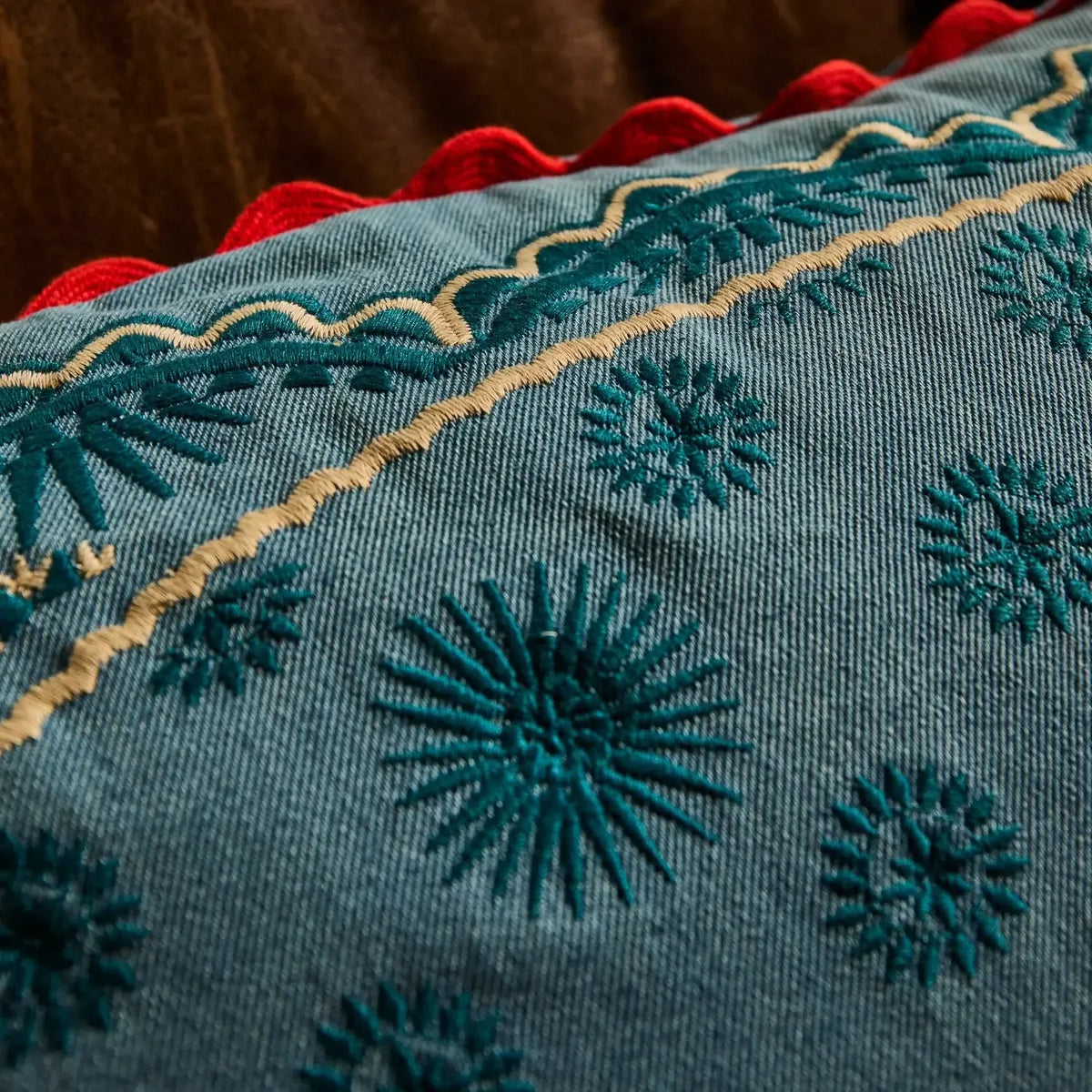Anneliese Reversible Denim Cushion - Poppy-Soft Furnishings-Sage & Clare-The Bay Room