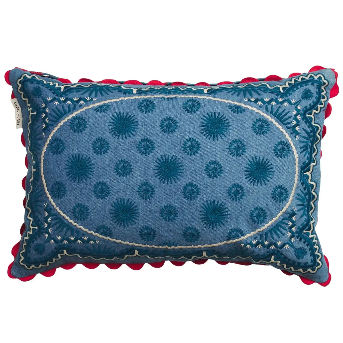 Anneliese Reversible Denim Cushion - Poppy-Soft Furnishings-Sage & Clare-The Bay Room