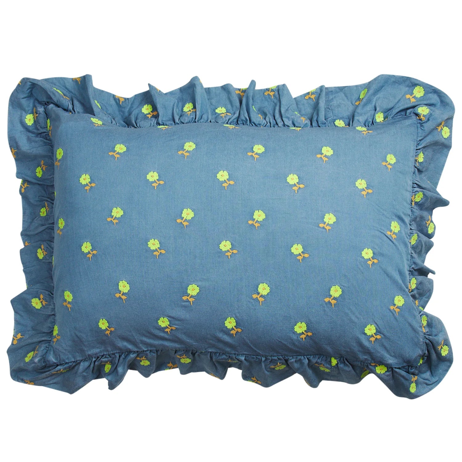 Anneliese Ruffle Pillowcase - Peridot-Soft Furnishings-Sage & Clare-The Bay Room