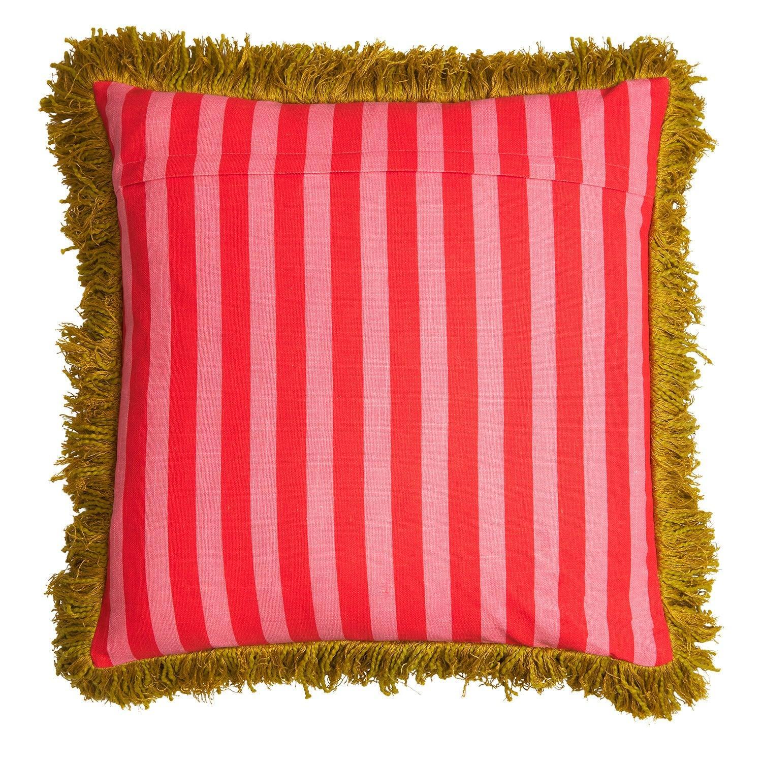 Annette Embroidered Cushion - Cosmo Pink-Soft Furnishings-Sage & Clare-The Bay Room