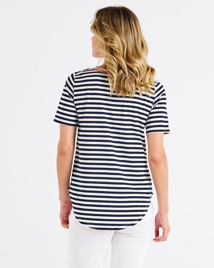 Ariana Tee - Navy Stripe/Pink-Tops-Betty Basics-The Bay Room