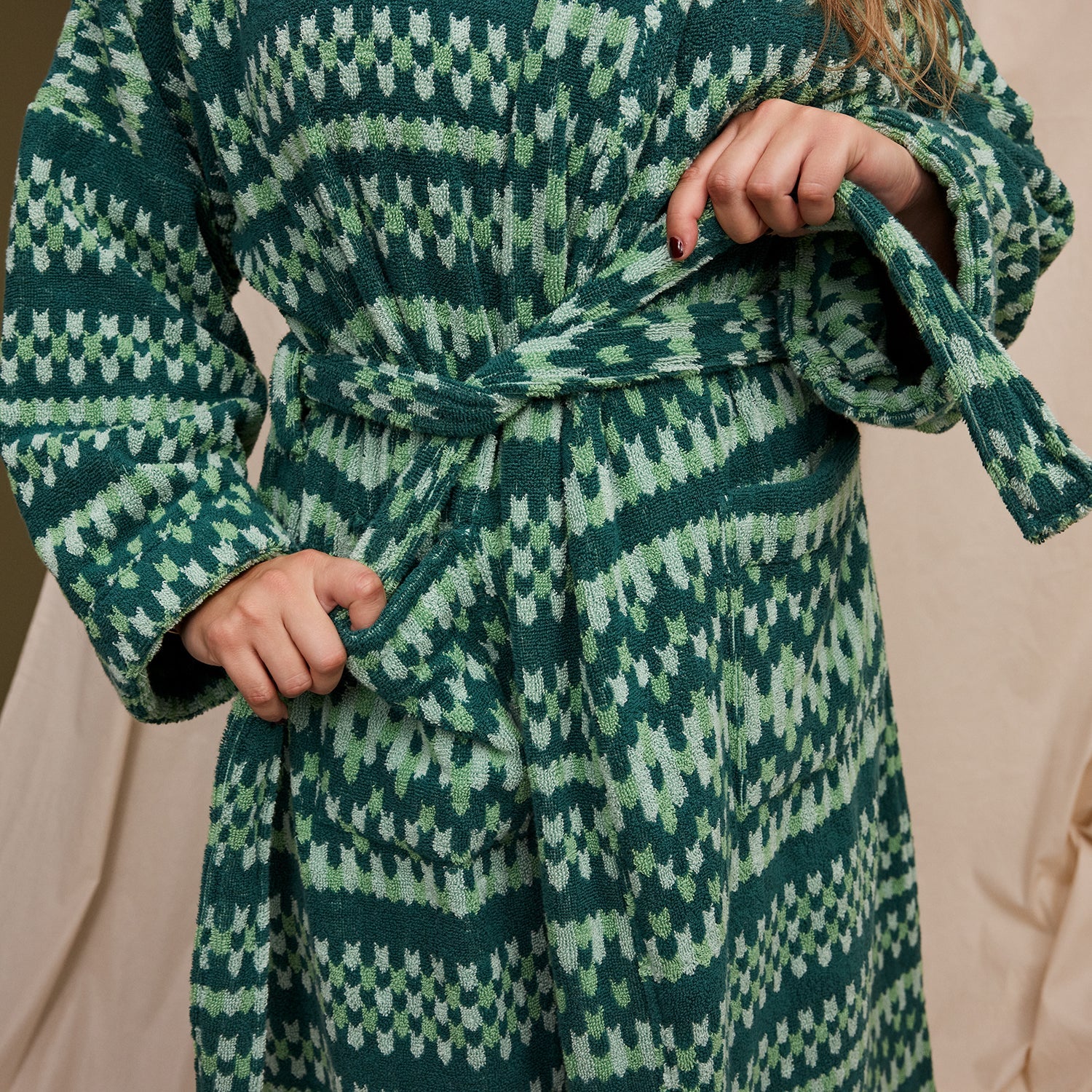 Arlette Towelling Robe - Forest-Sleepwear & Robes-Sage & Clare-The Bay Room