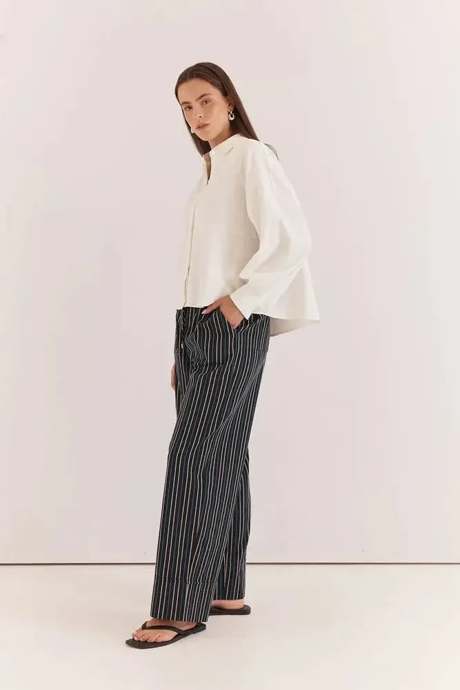 Ashby Peplum Shirt -White-Tops-SASS-The Bay Room