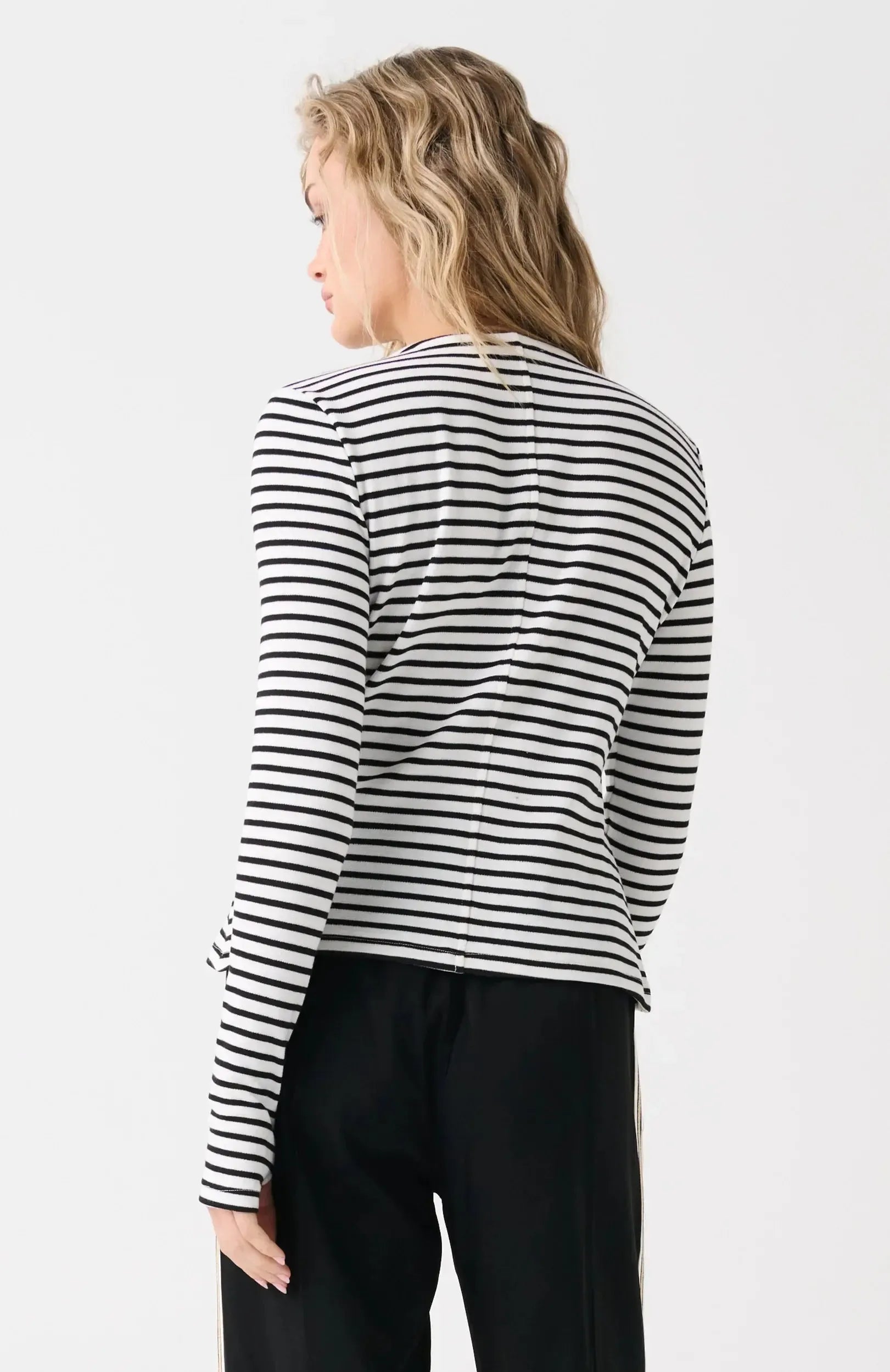 Aspyn Long Sleeve - Black Stripe-Tops-Cartel & Willow-The Bay Room