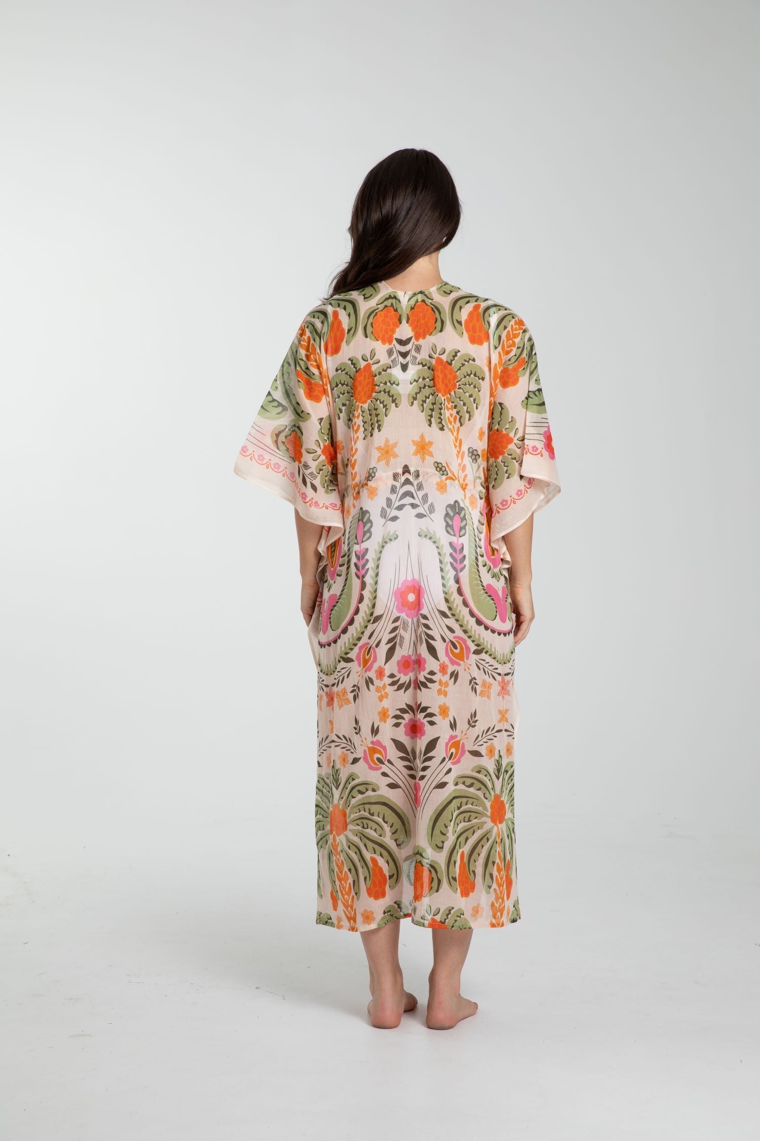 Asta Long Kaftan - Palm-Kimonos & Ponchos-Holiday Life-Onesize-The Bay Room