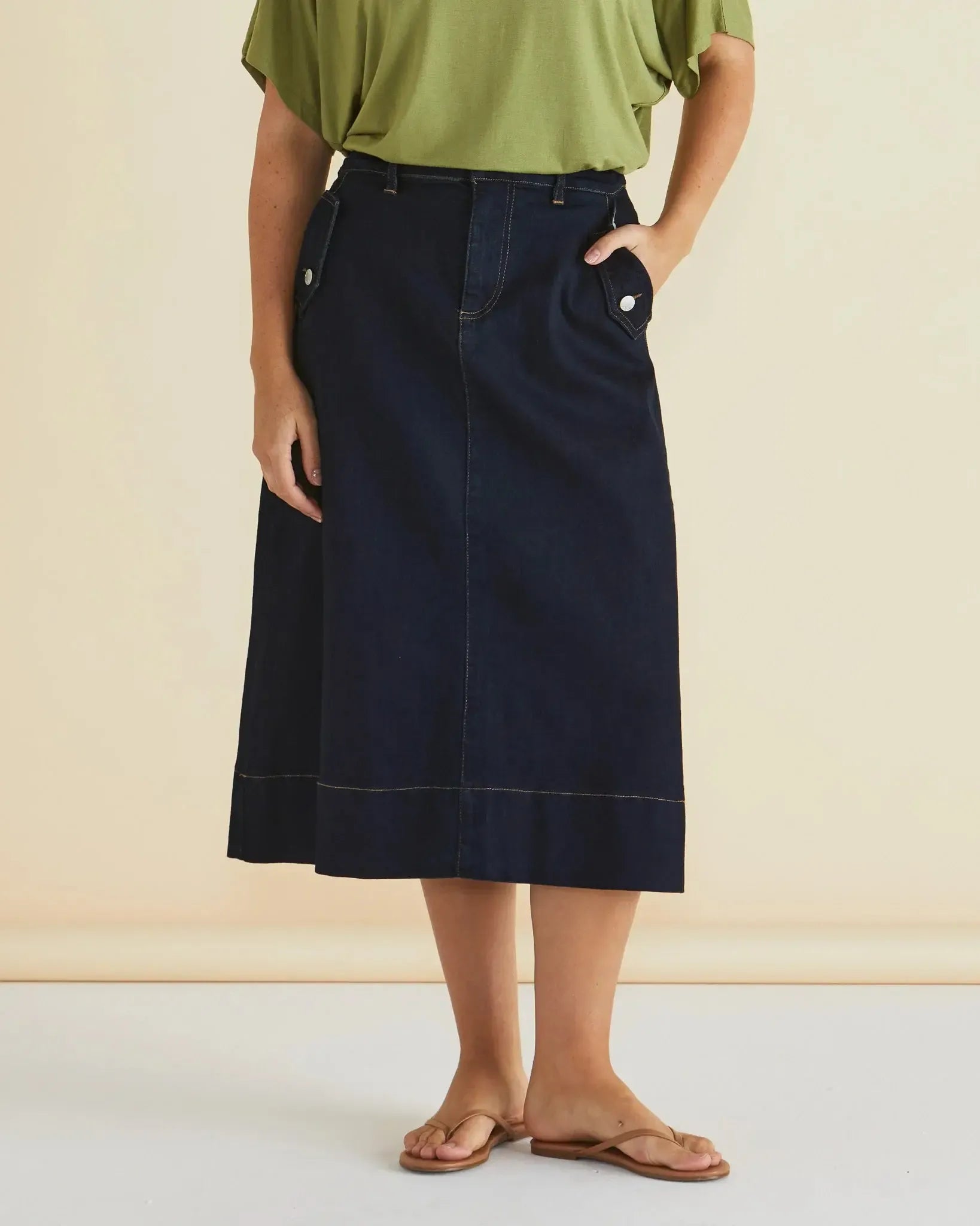 Astra Denim Skirt - Ink-Skirts-Betty Basics-The Bay Room